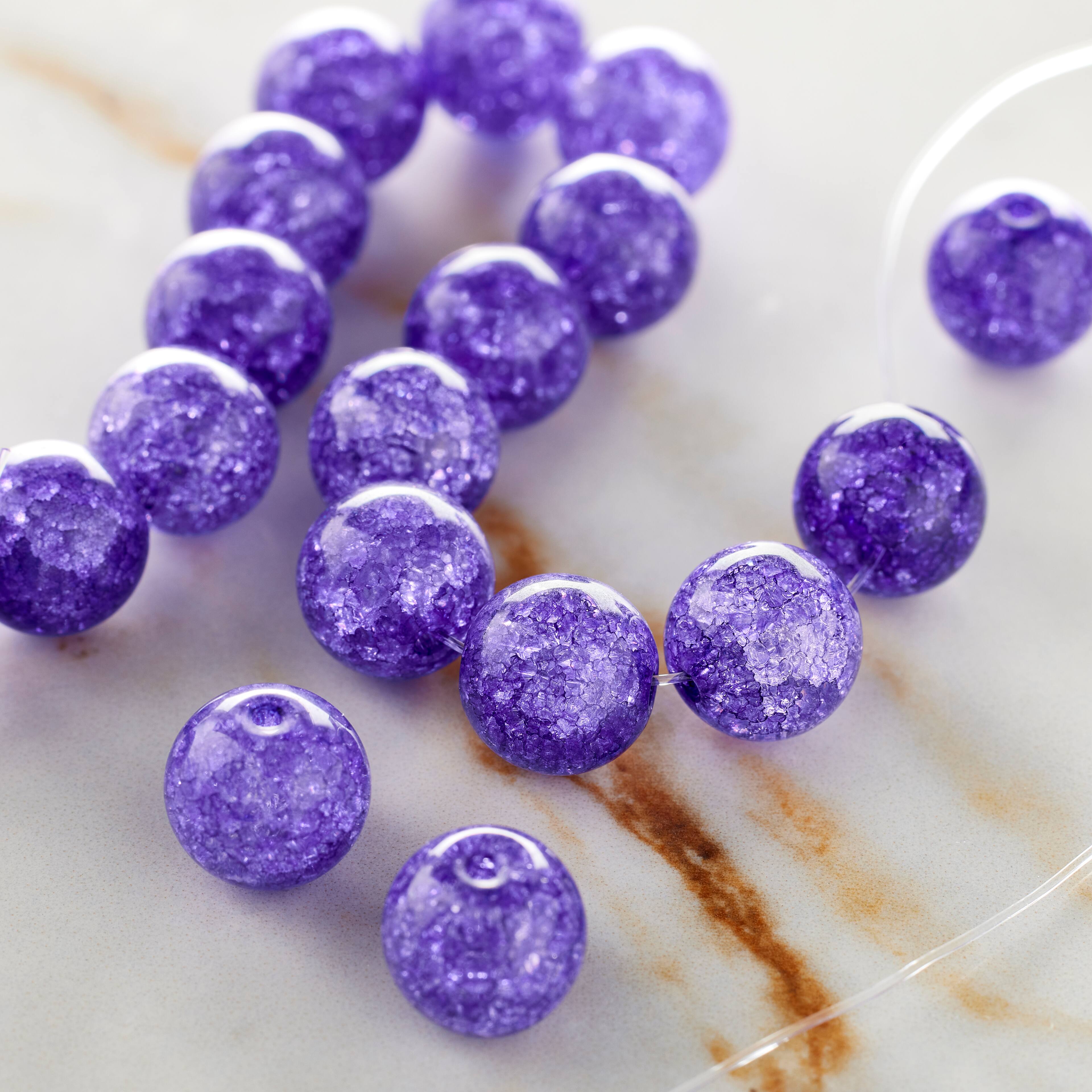 12 Pack: Purple Crackled Quartz Round Beads, 10mm by Bead Landing™