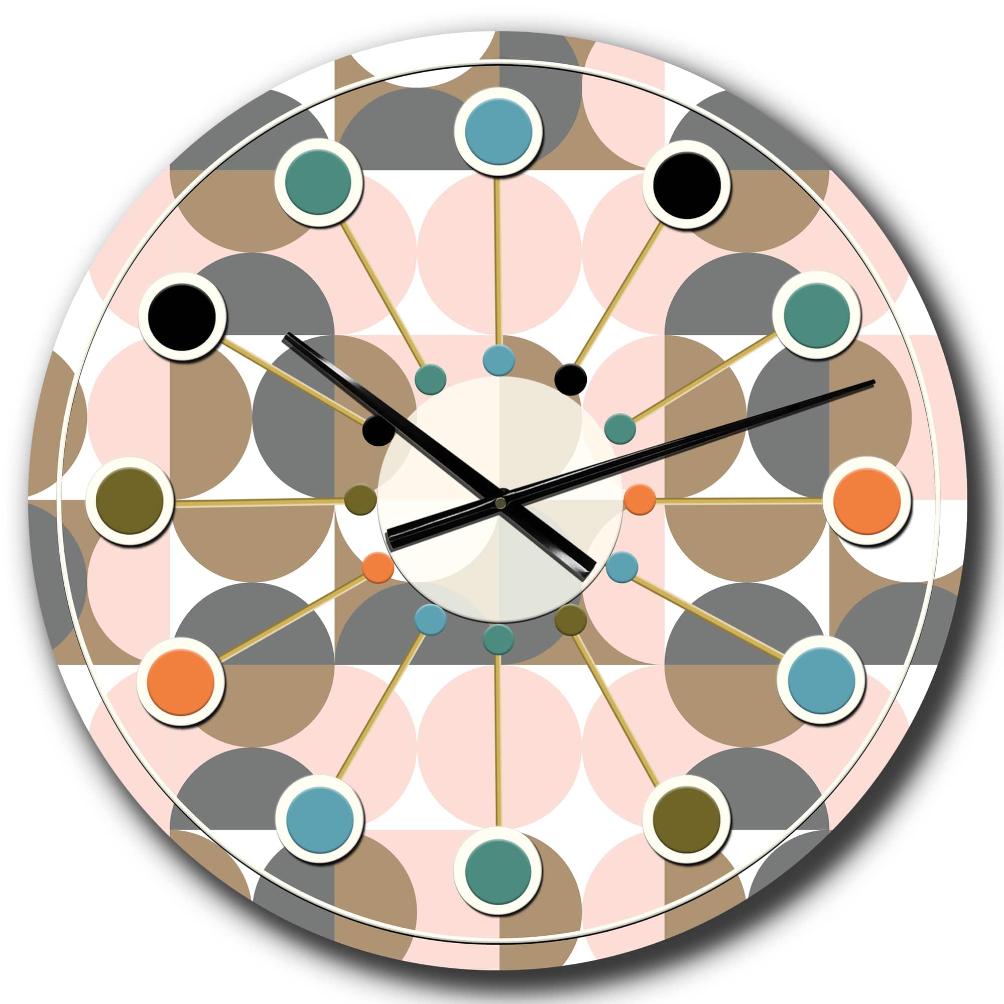 Designart 'Retro Circular Pattern Iv Mid-Century Modern Wall Clock