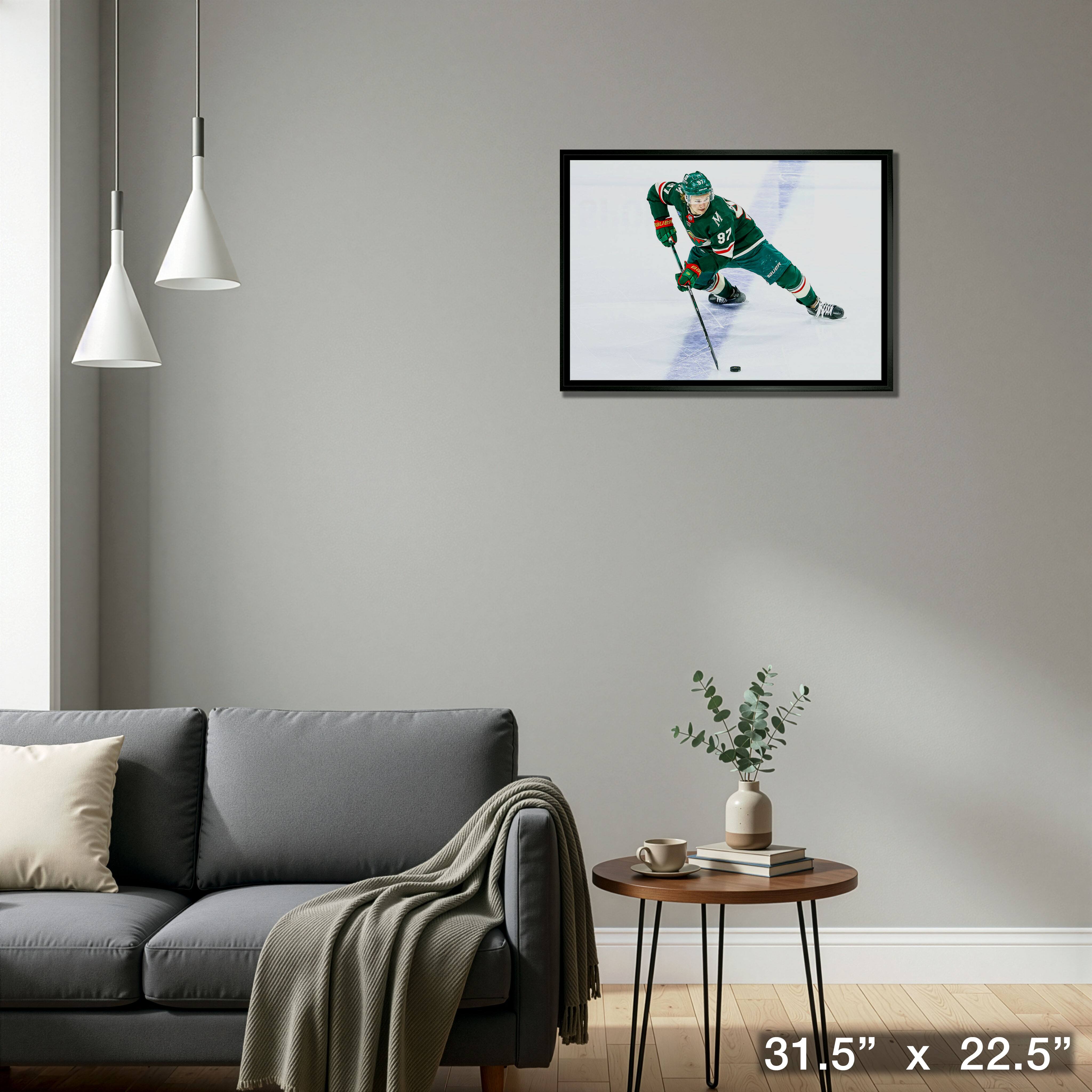 Kirill Kaprizov 20" x 29" Framed Canvas Wild Skating-H 31.5" x 22.5"