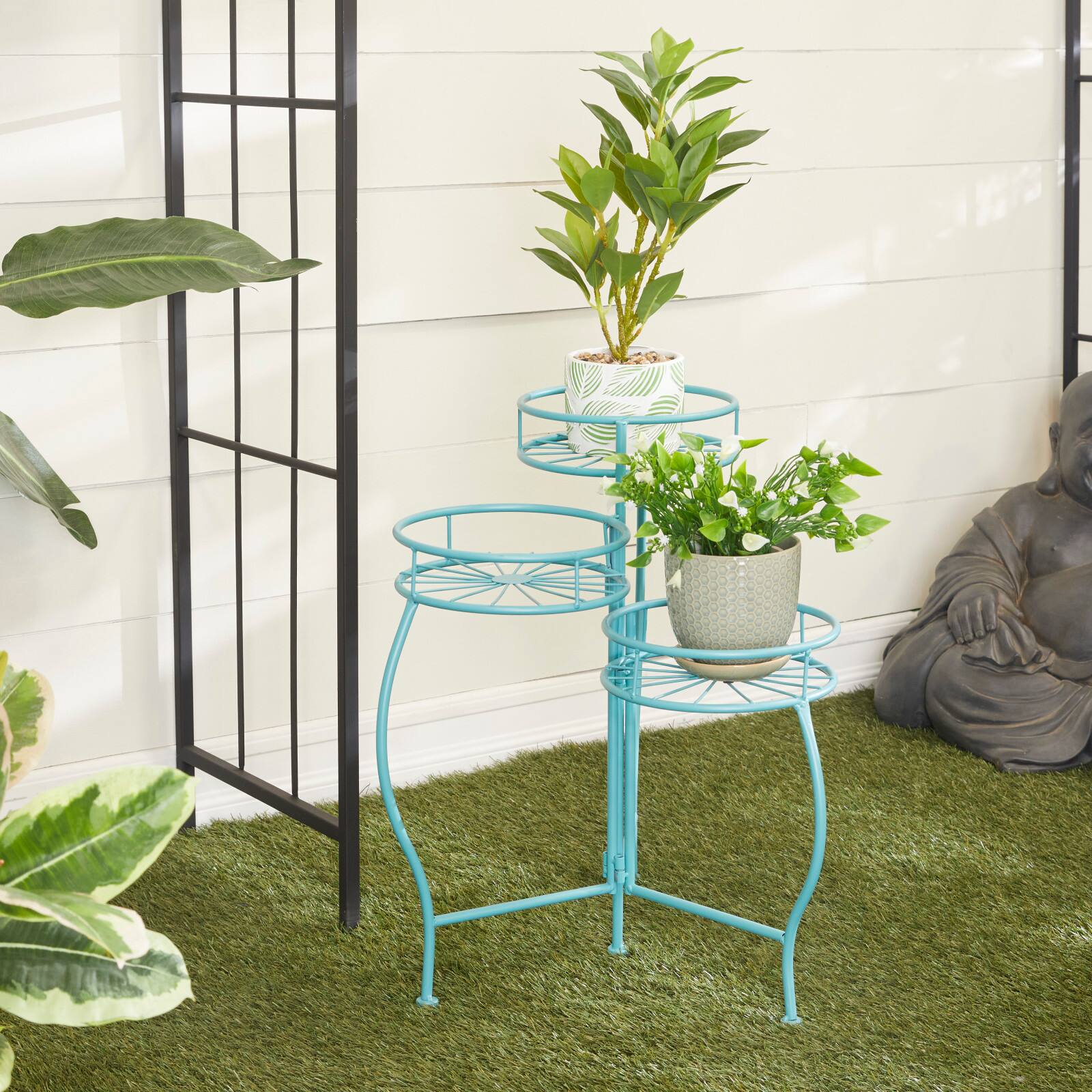 Blue Iron Transitional Plantstand, 21" x 19" x 18"
