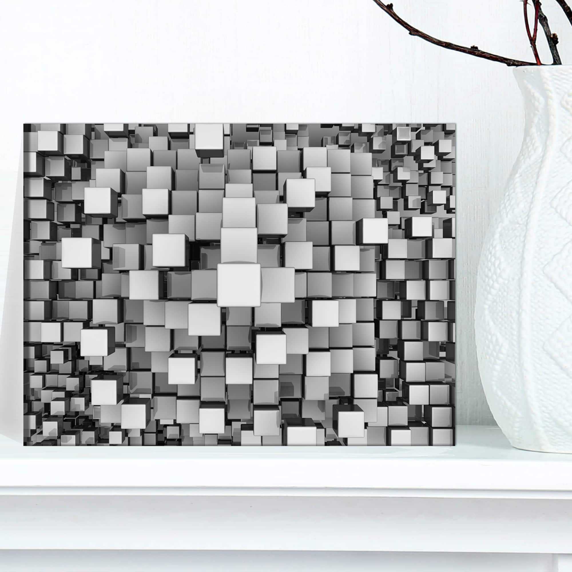Designart - Black and Grey Cubes - Contemporary Canvas Art Print