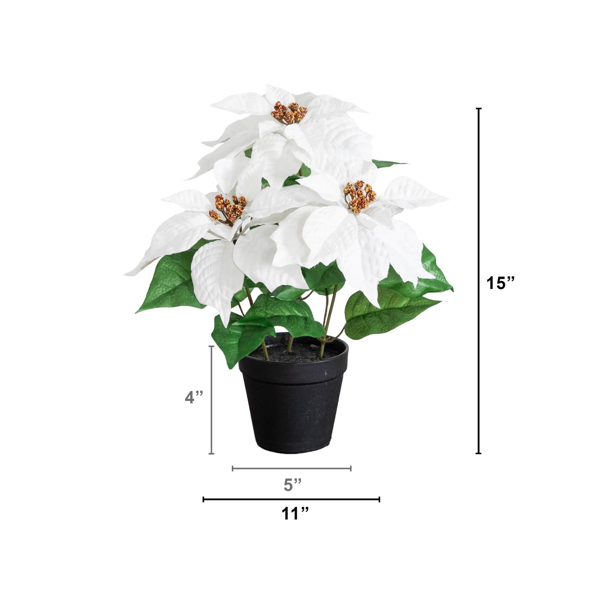 Nearly Natural 15" Artificial Poinsettia Plants
