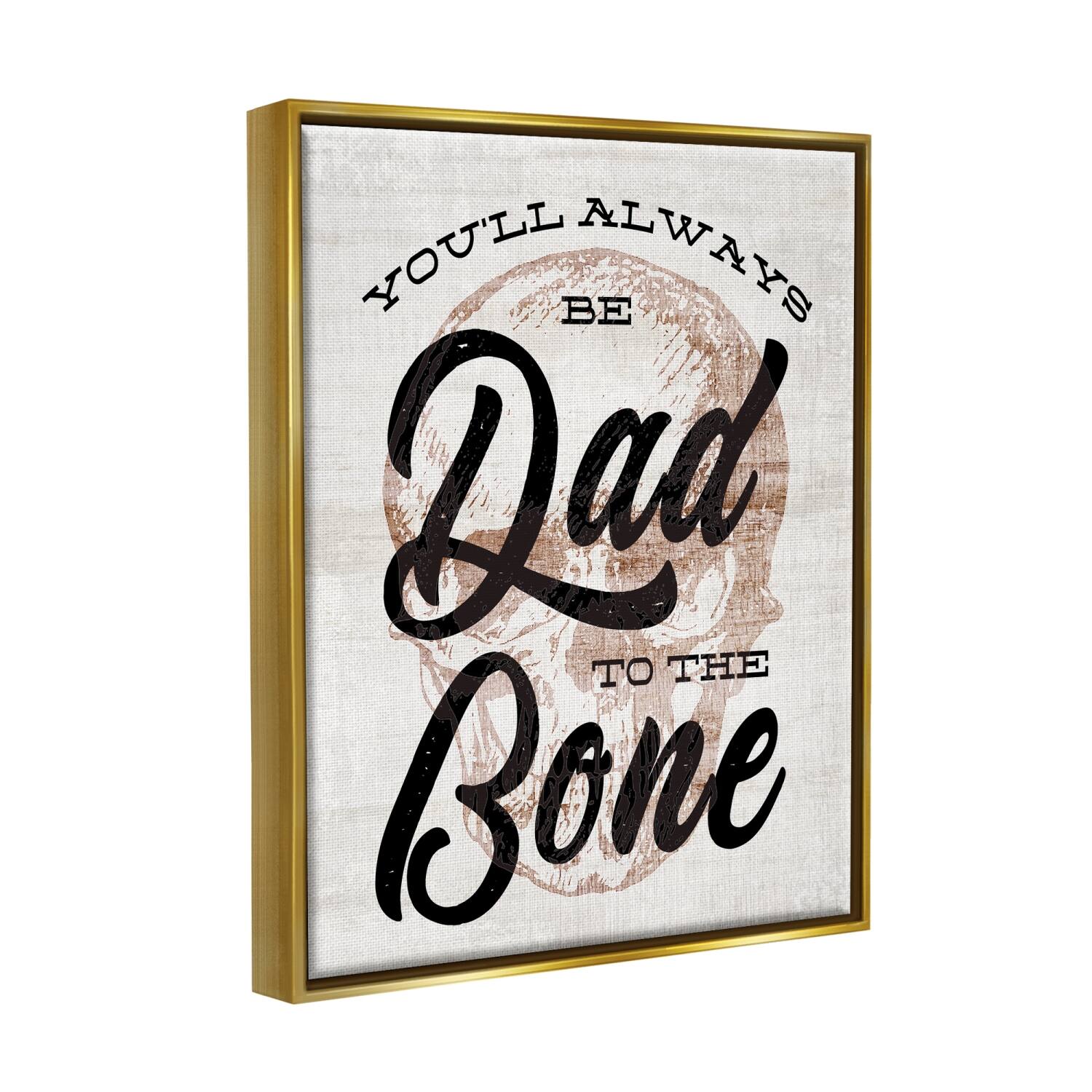Stupell Industries Dad To The Bone Punny Skull Phrase Floater Framed Art