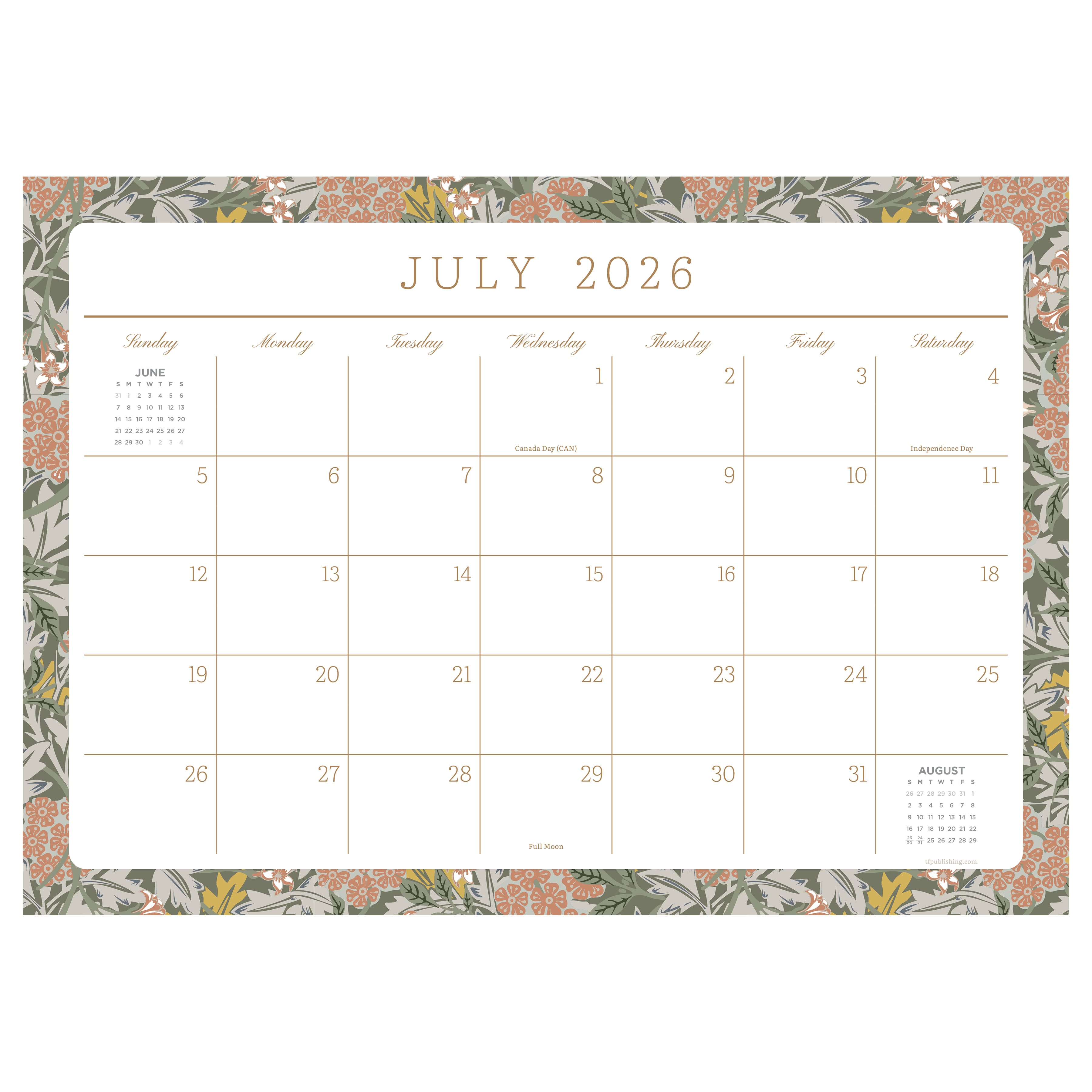 TF Publishing 2026-27 Artisan Legacy Desk Pad Monthly Blotter Calendar