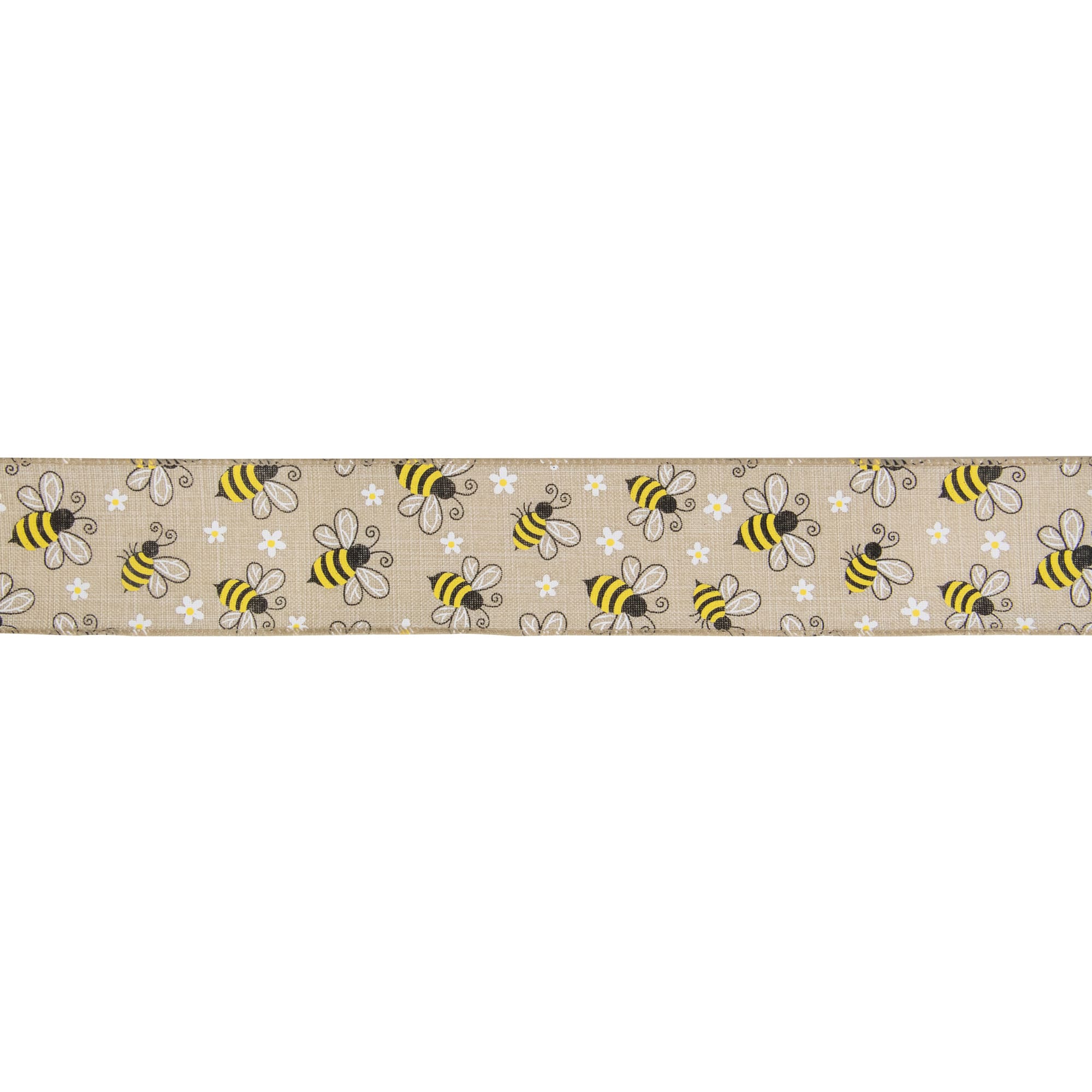 2.5" x 10yd. Burlap Bumblebee Design Wired Spring Craft Ribbon
