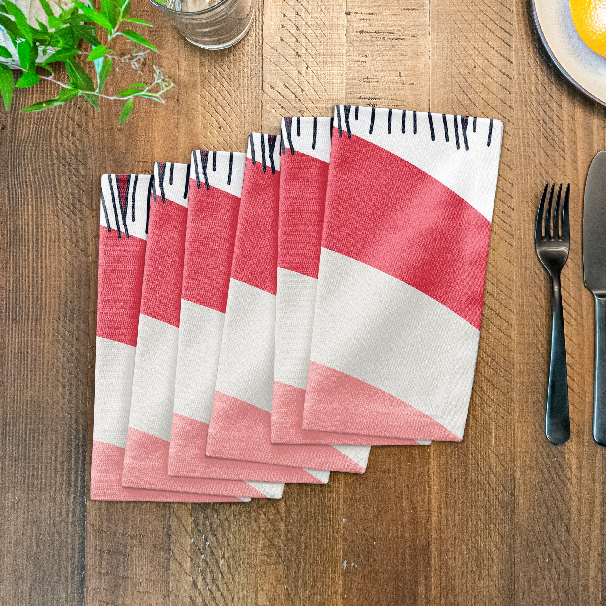Funky Wave Pattern 10" x 10" Cotton Twill Napkin