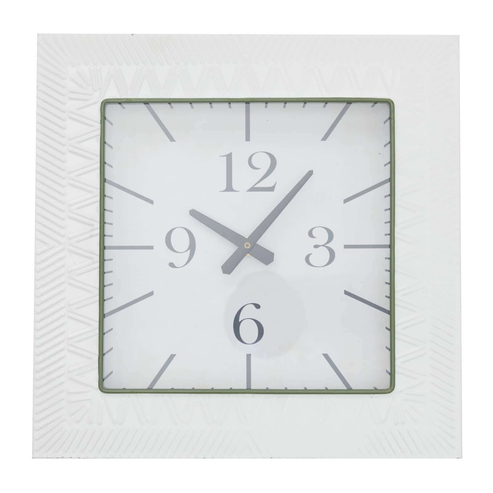 White Metal Modern Vintage Wall Clock, 12" x 3" x 12"