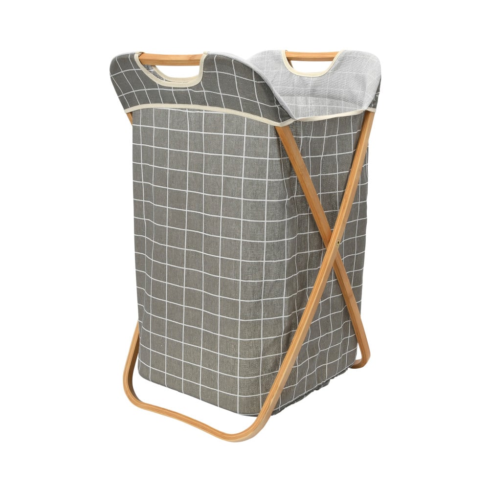 Household Essentials Krussh Bamboo X Frame Hamper (Gray)