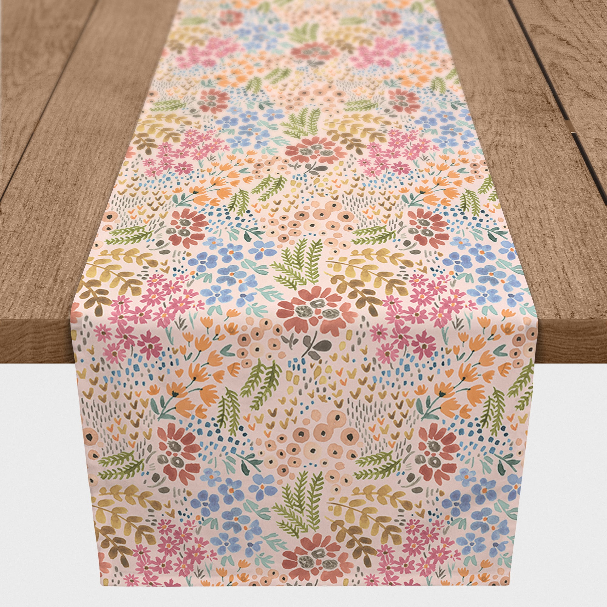 90" Wild Flower Floral Cotton Twill Runner