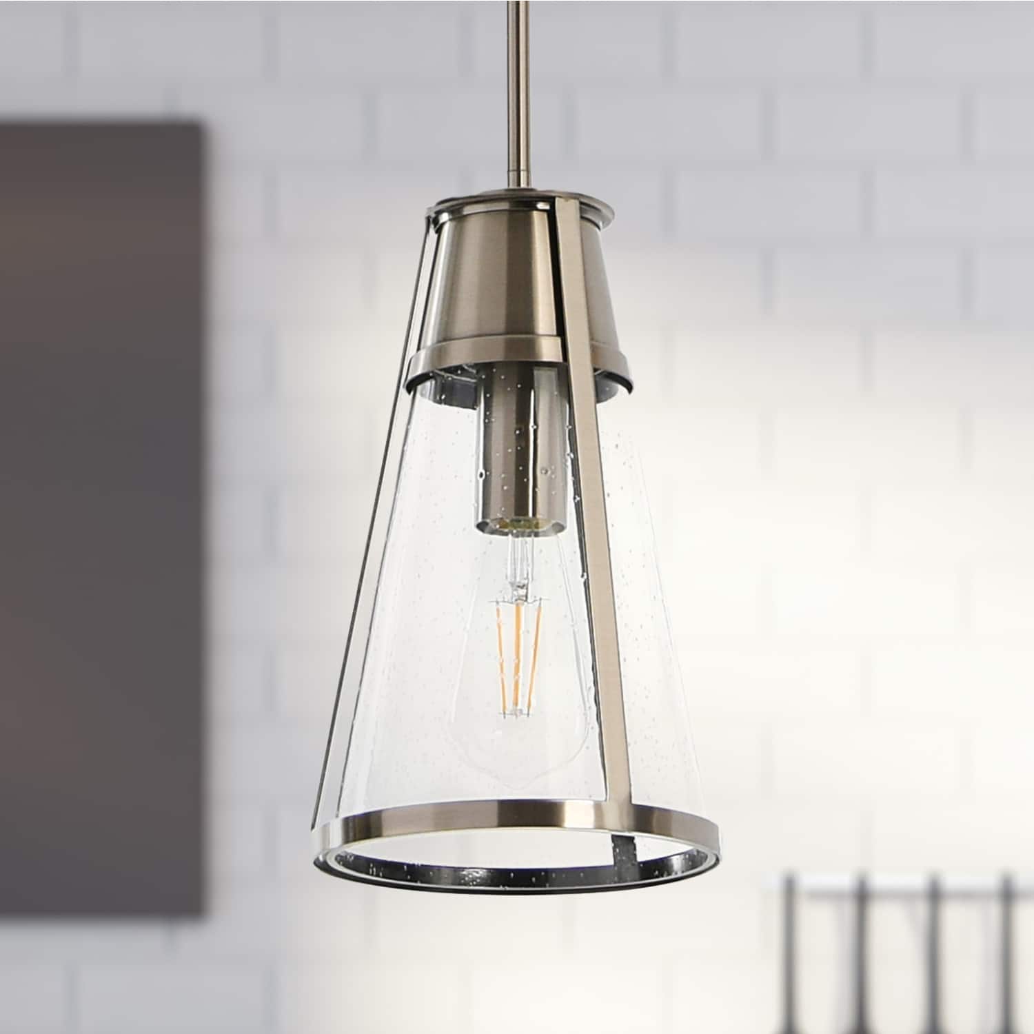 Hello Honey® Robert Stevenson Lighting Jaxon Metal & Seedy Glass Ceiling Light