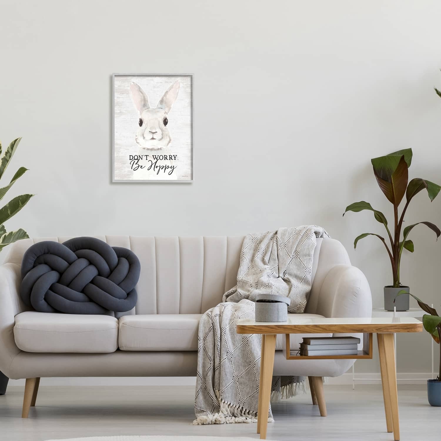 Stupell Industries Don't Worry Be Hoppy Easter Bunny Rabbit Pun Framed Giclee Art