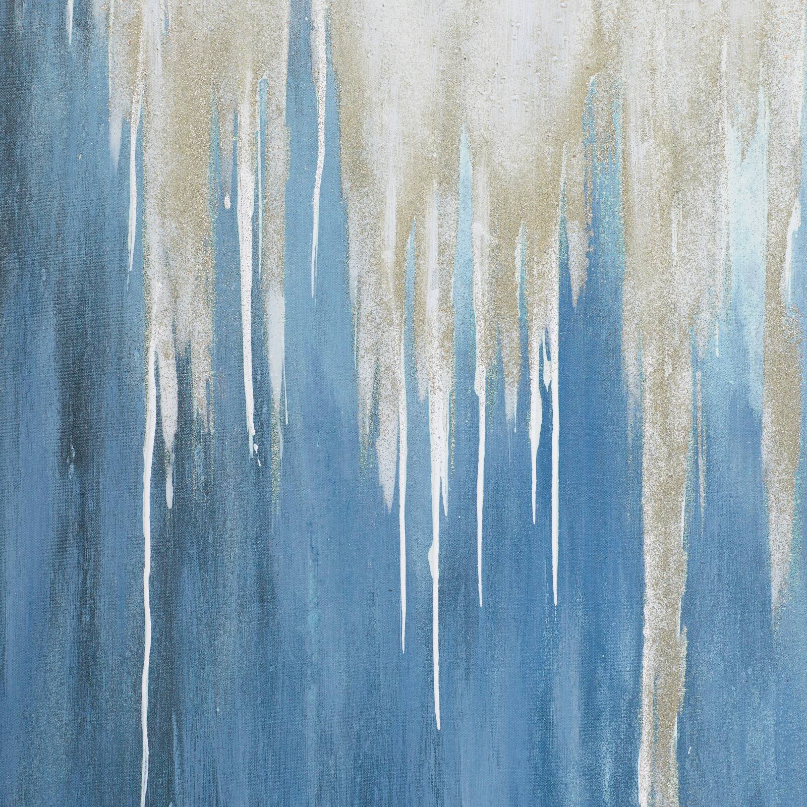 Set of 2 Blue Polystone Contemporary Framed Wall Art, 24" x 48"