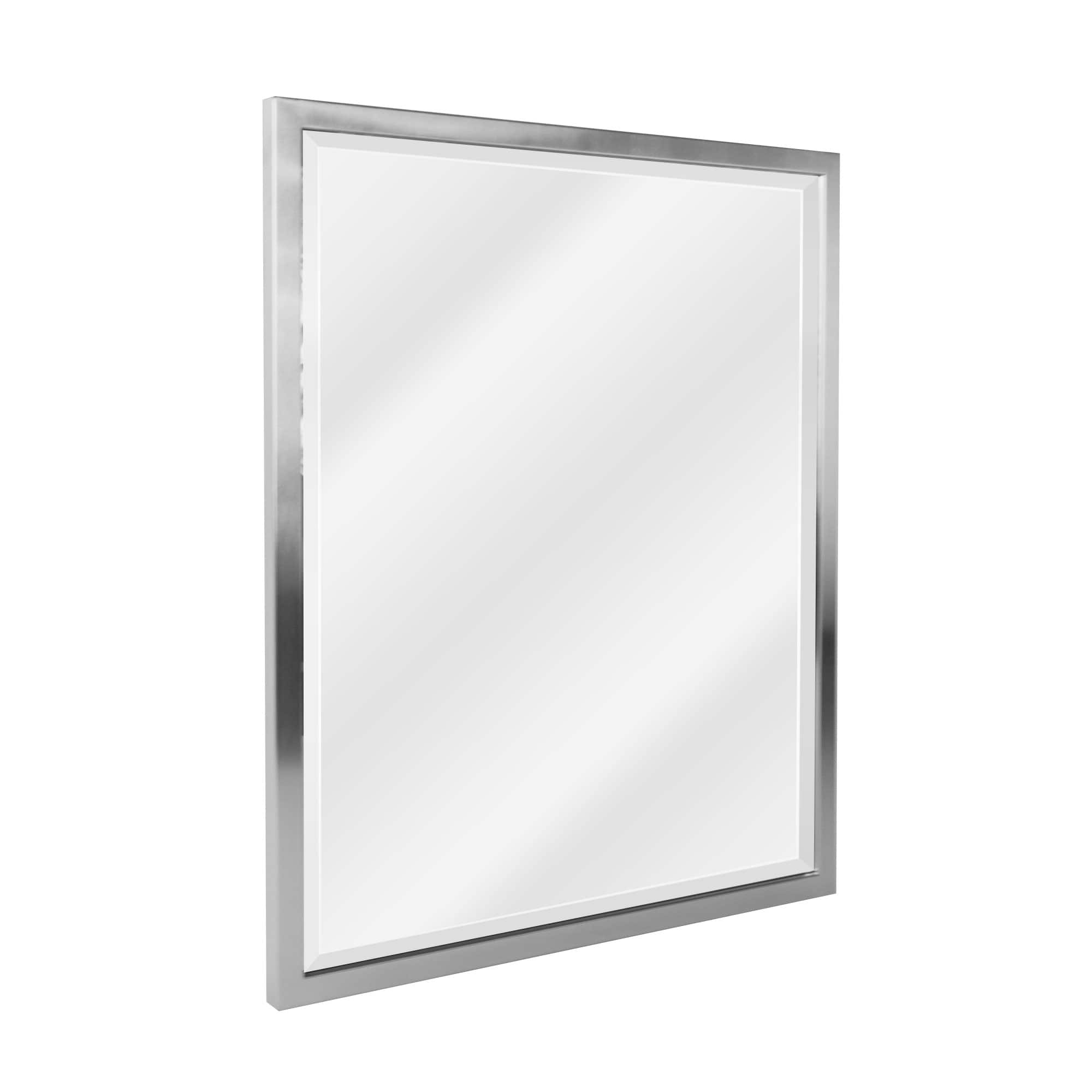 Head West 25" Brushed Nickel Stainless Steel Framed Wall Mirror