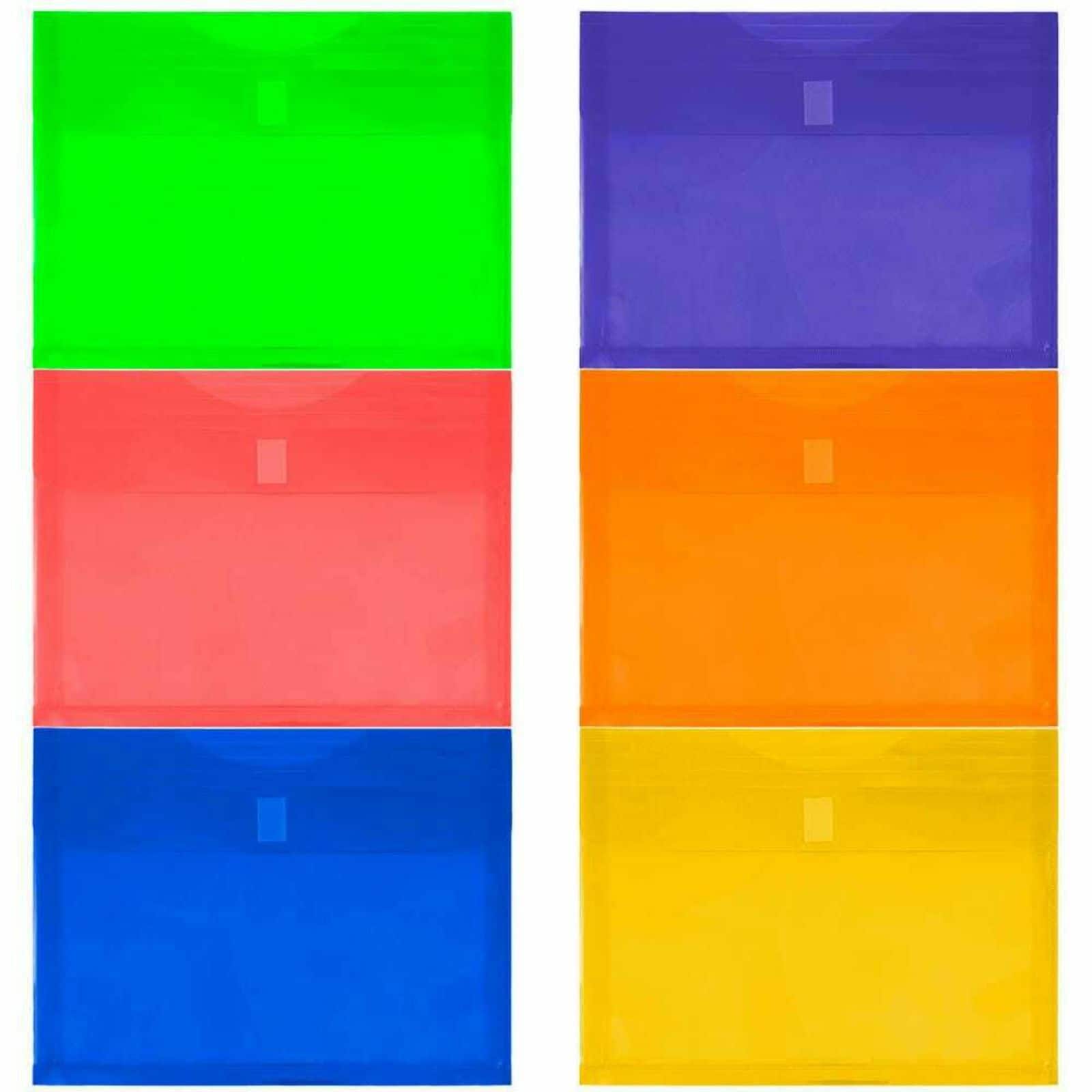 JAM Paper 9.75" x 13" Assorted Plastic Hook & Loop Expansion Booklet Envelopes, 12ct.