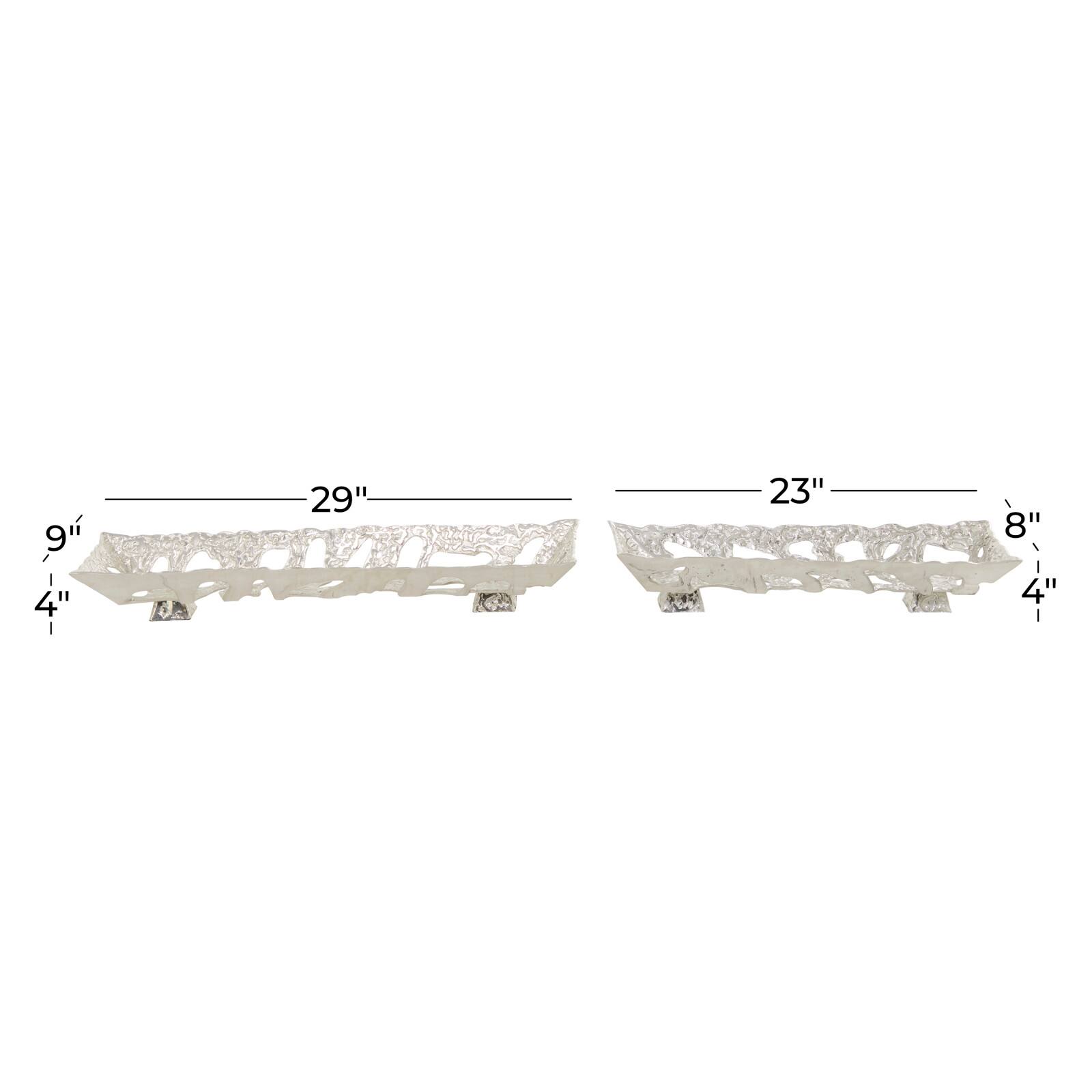 Silver Contemporary Tray, Set of 2" 29", 23"