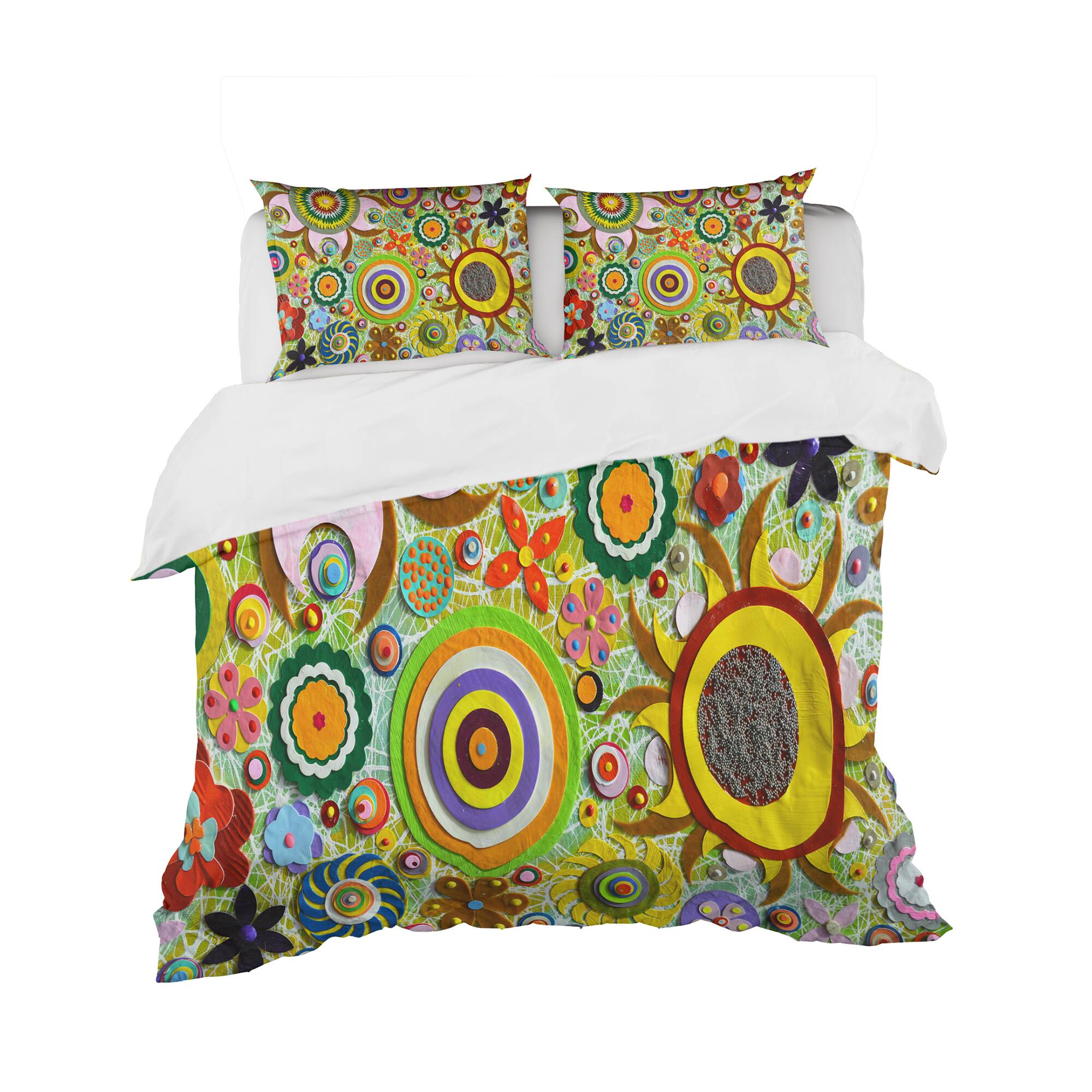 Designart 'Abstract Acrylic Painting on Canvas' Bohemian & Eclectic Bedding Set - Duvet Cover & Shams