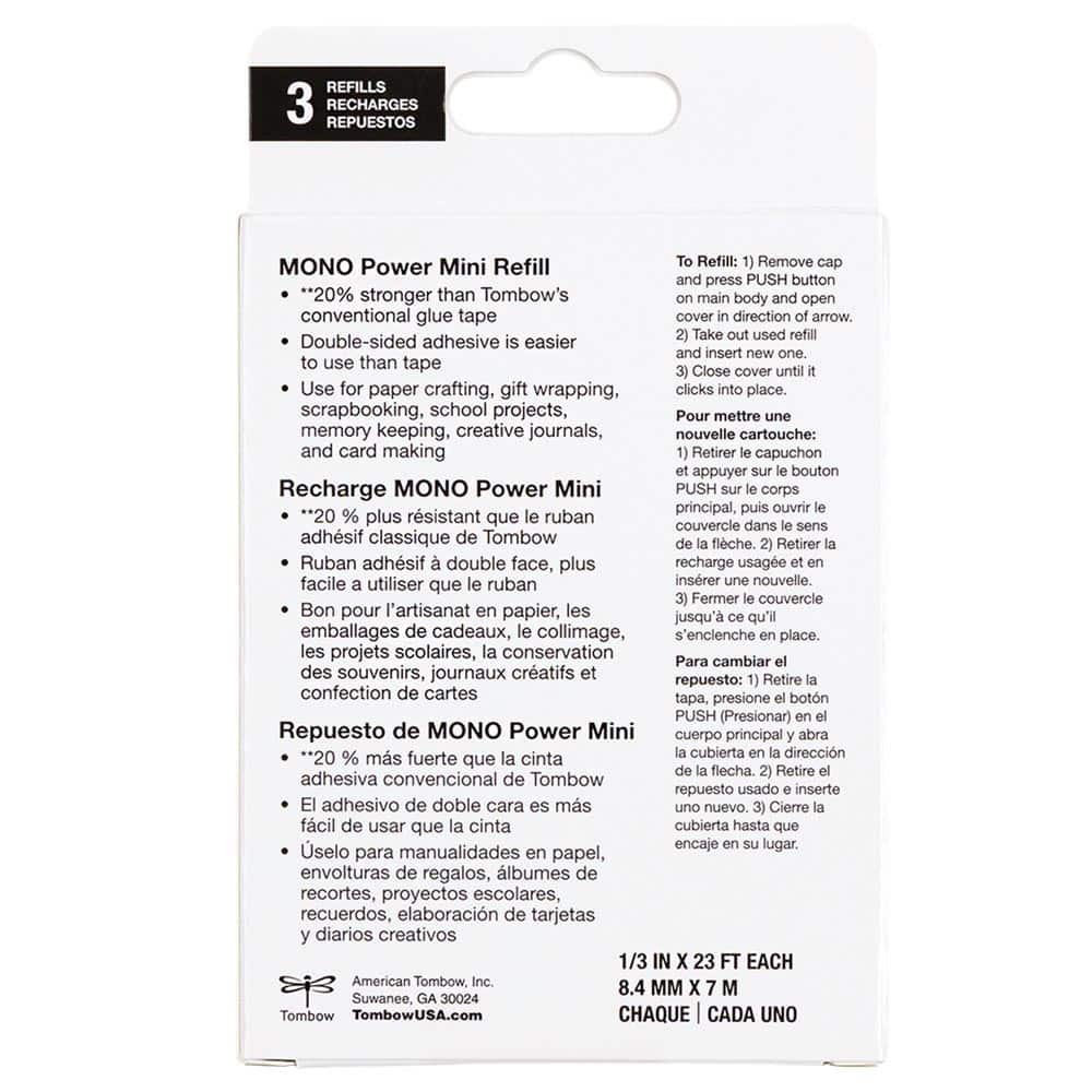 Tombow Power Mini Glue Tape Refills, 3ct.