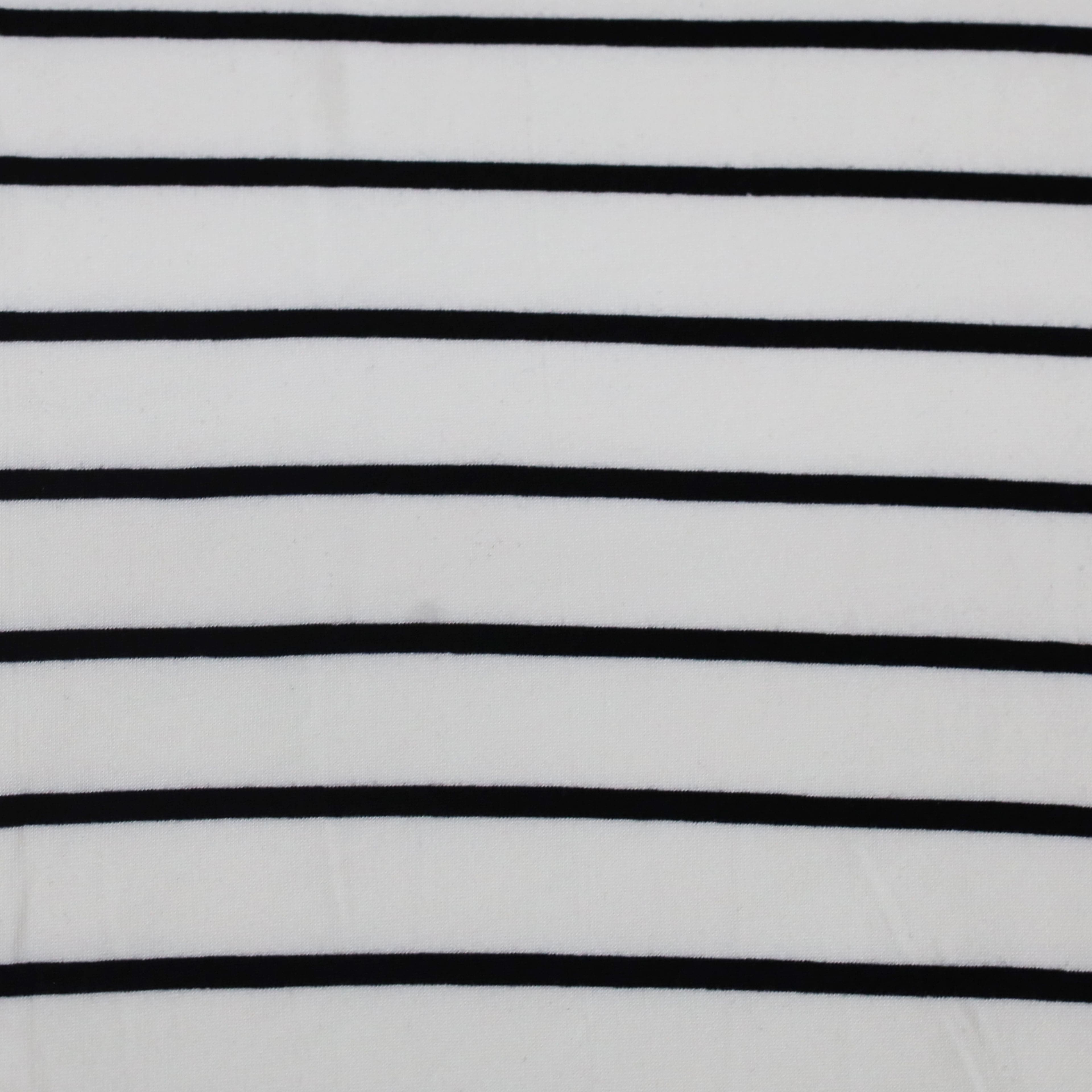 Fabric Merchants Black & White Stripes Double Brushed 4-Way Stretch Fabric