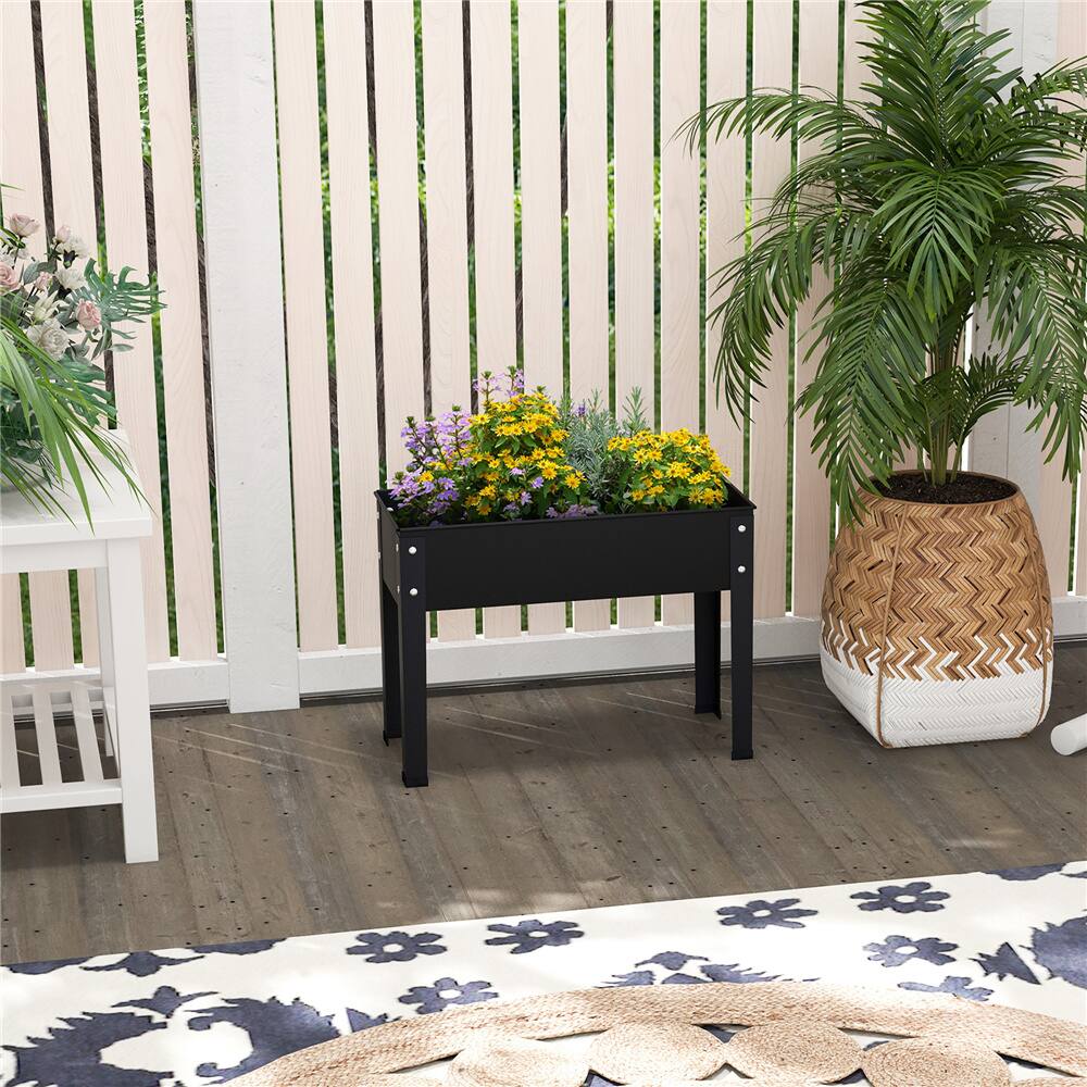 Costway 24" Metal Elevated Raised Garden Bed Planter with Legs & Drainage Hole