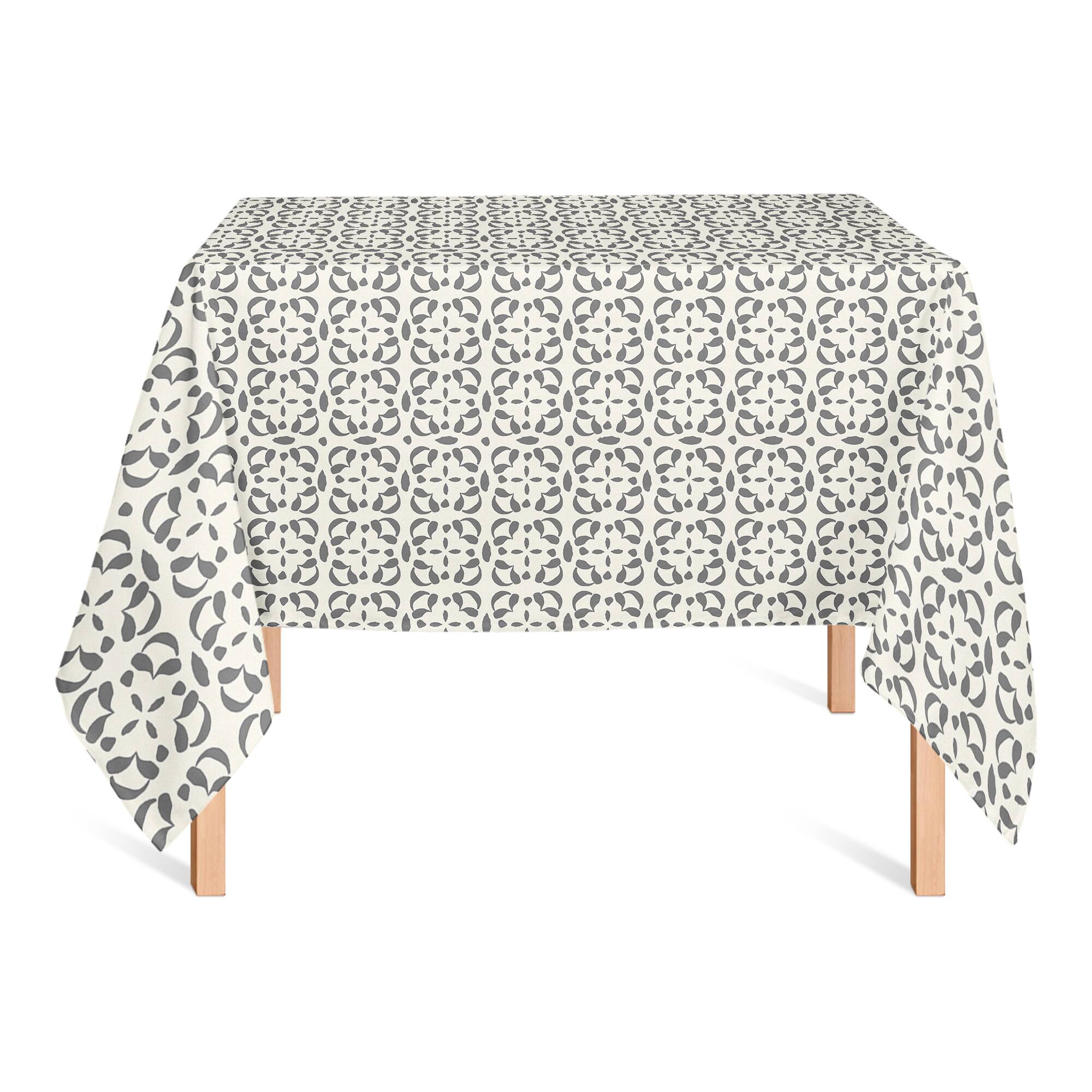 Gray Cream Tile Tablecloth