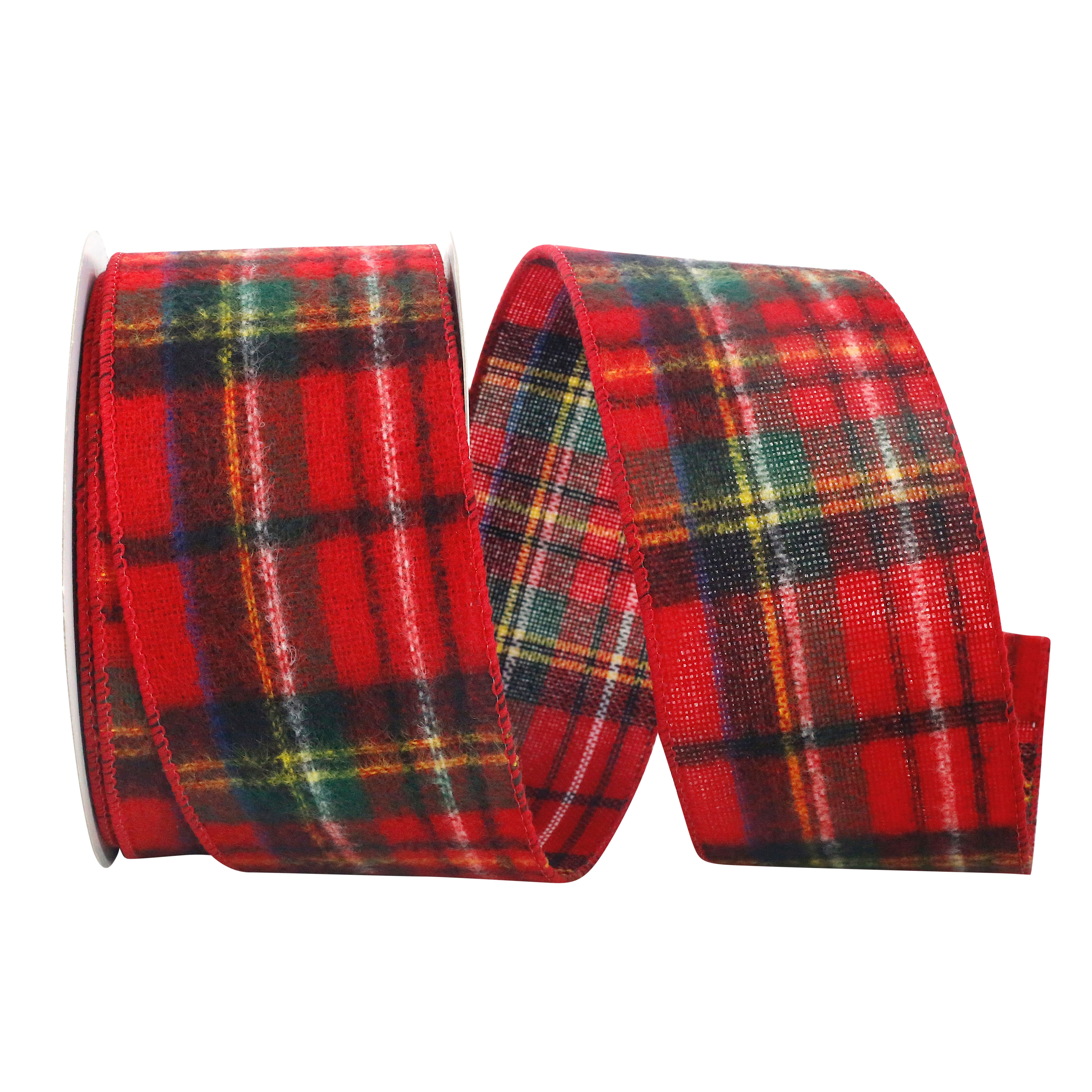 JAM Paper 2.5" x 10yd. Flannel Wired Edge Brodick Ribbon