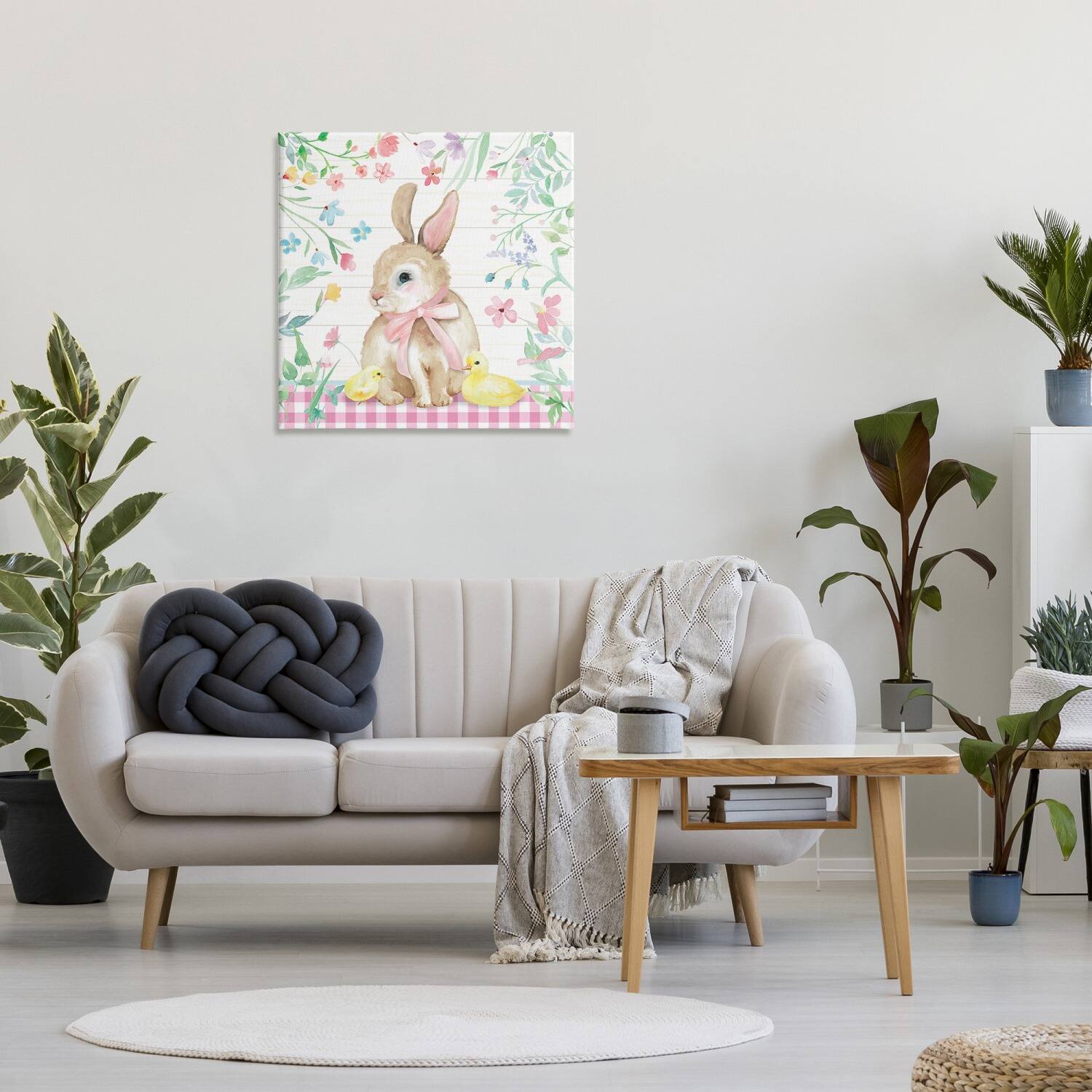 Stupell Industries Easter Bunny & Chicks Canvas Wall Art