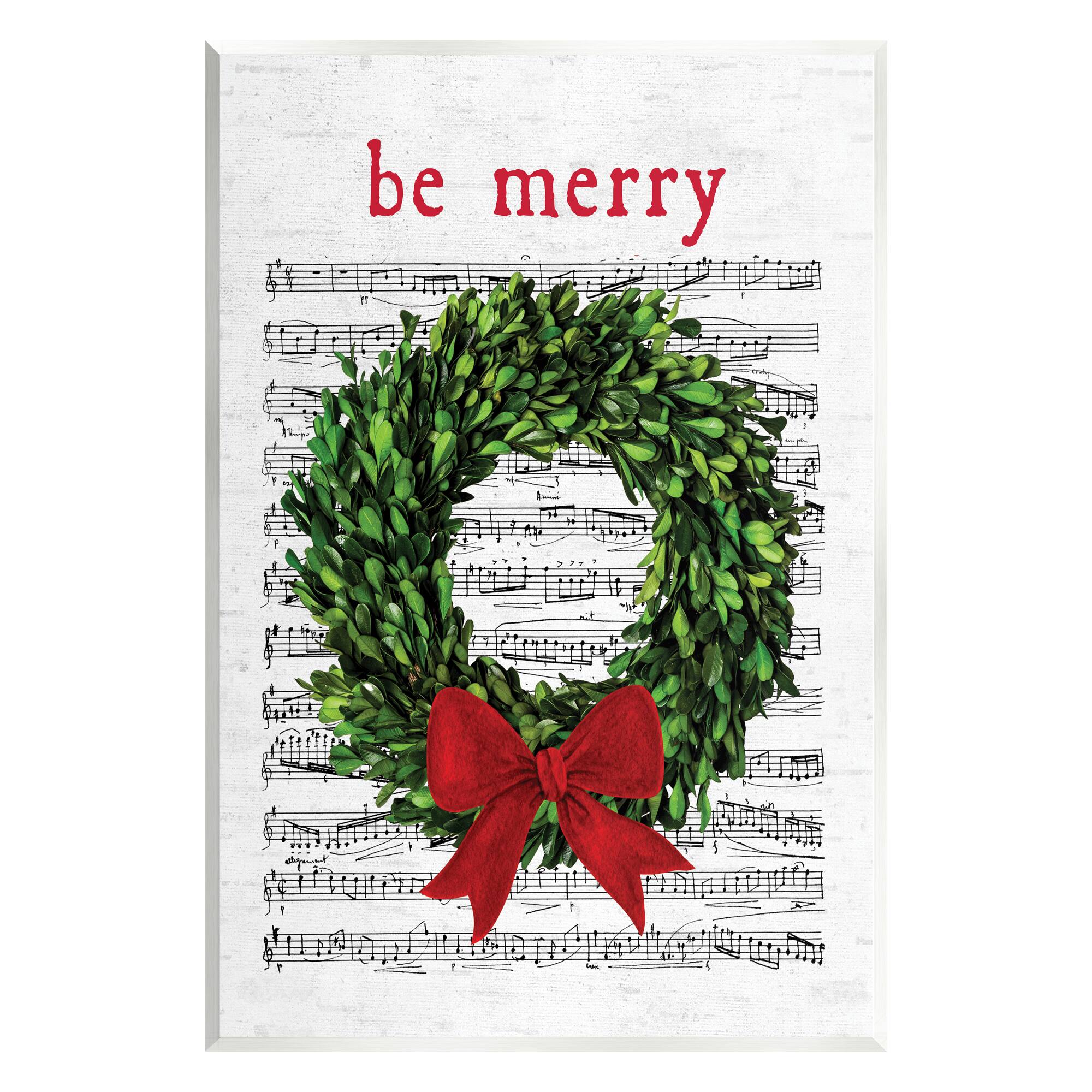 Stupell Industries Be Merry Holiday Music Wreath Wall Plaque Art