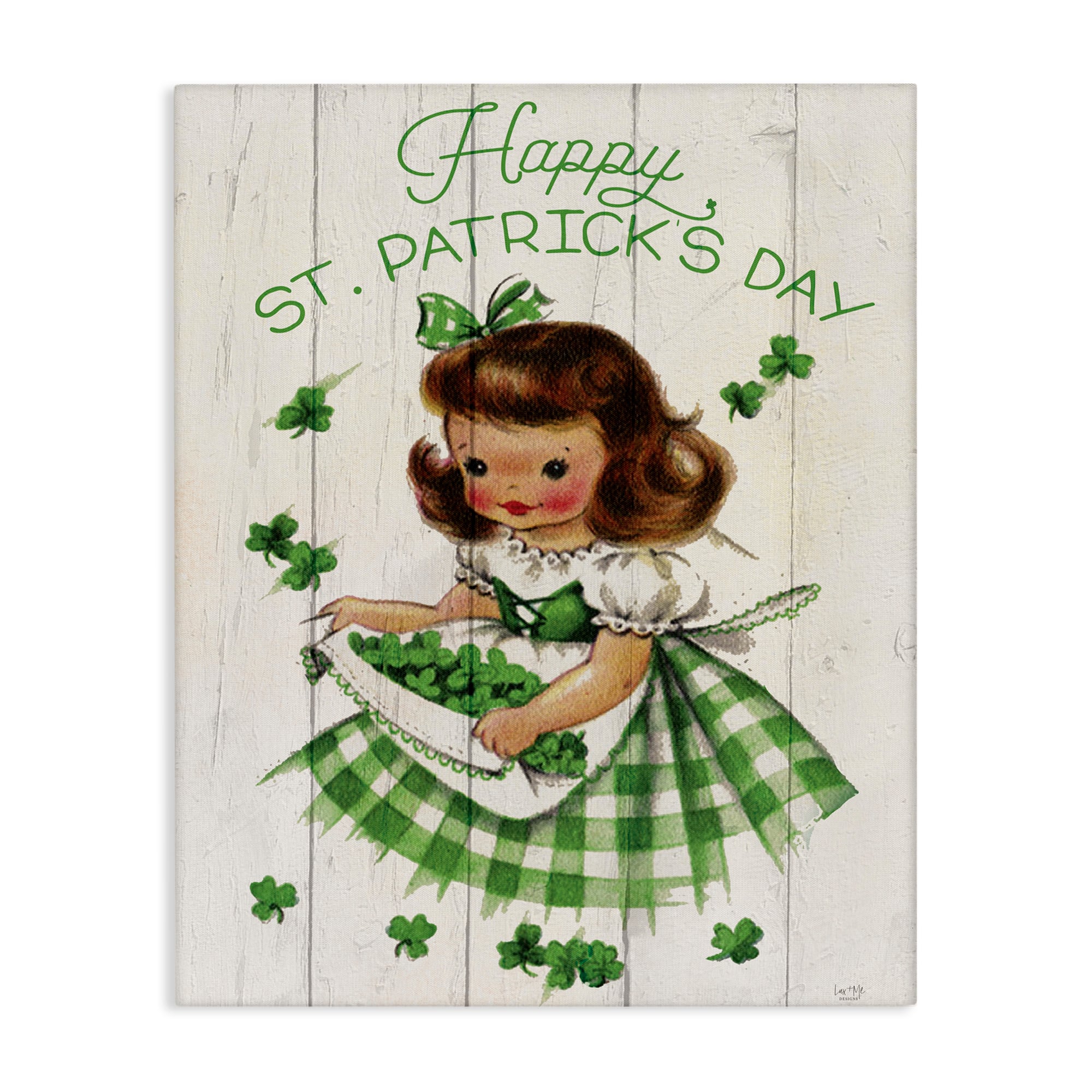 Stupell Industries Vintage St. Patrick's Day Girl Canvas Wall Art