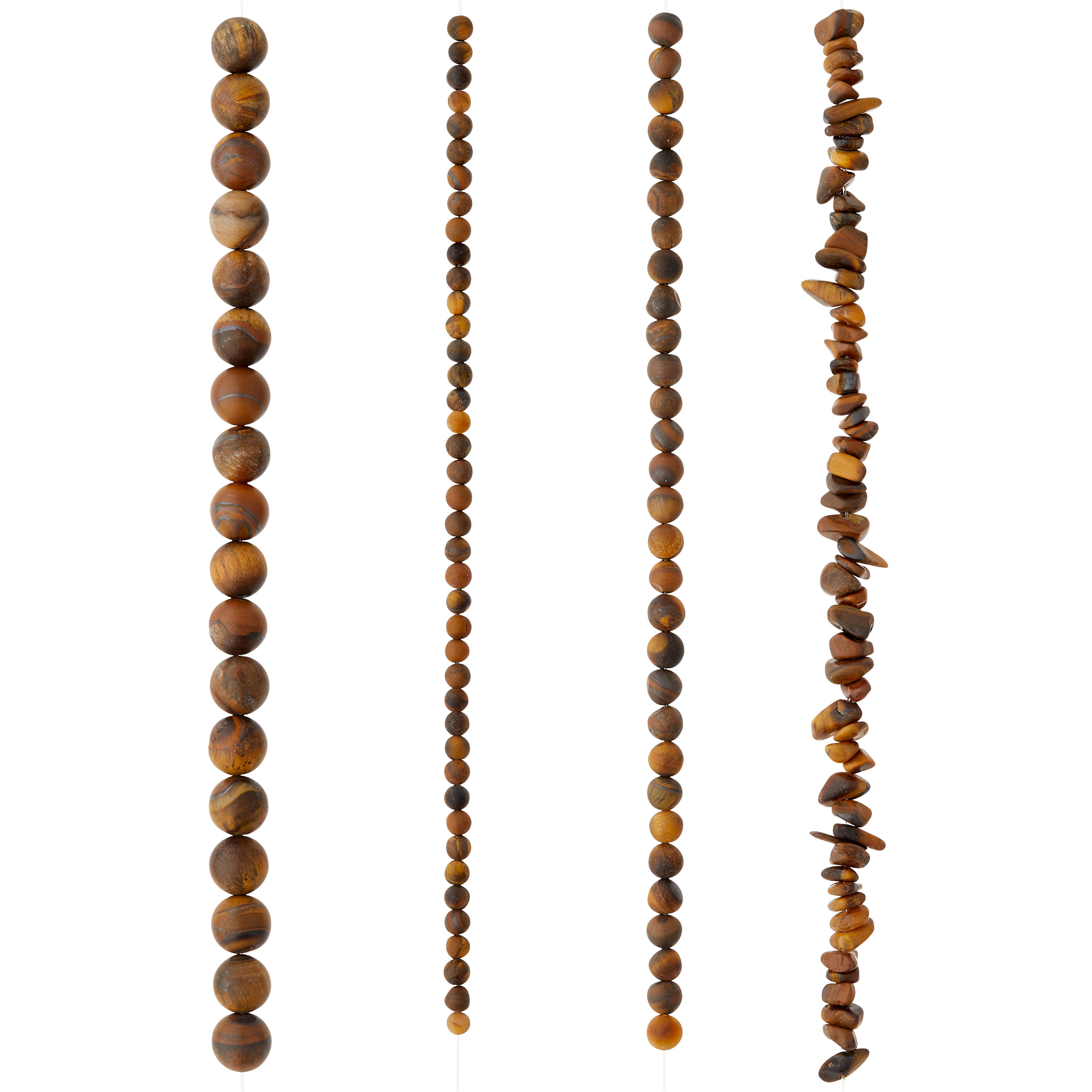6 Pack: Matte Brown Tiger's Eye Stone Beads by Bead Landing™