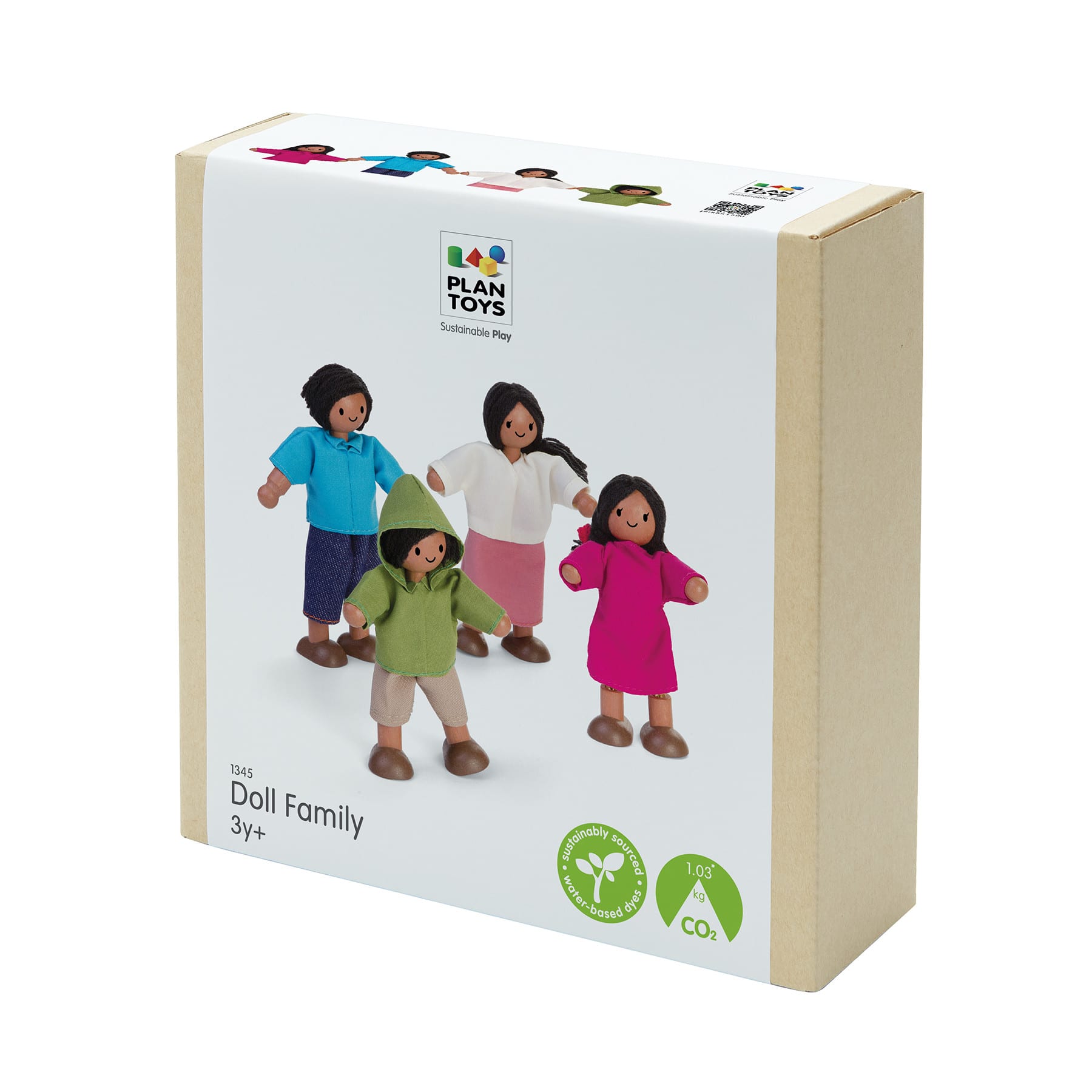 PlanToys Medium Skin Tone Wood Doll Family Set