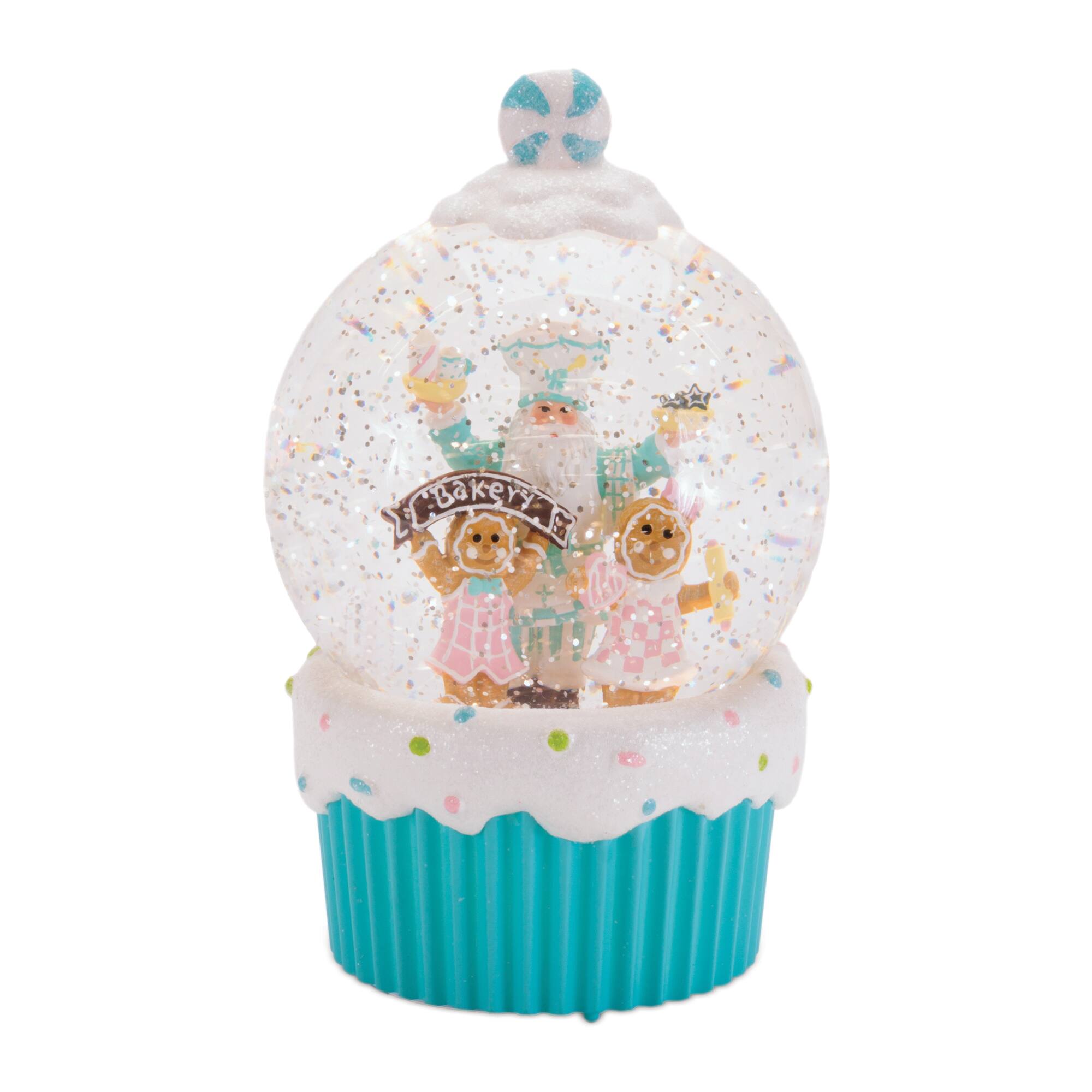 Melrose 7.5" LED Santa & Gingerbread Bakery Snow Globe