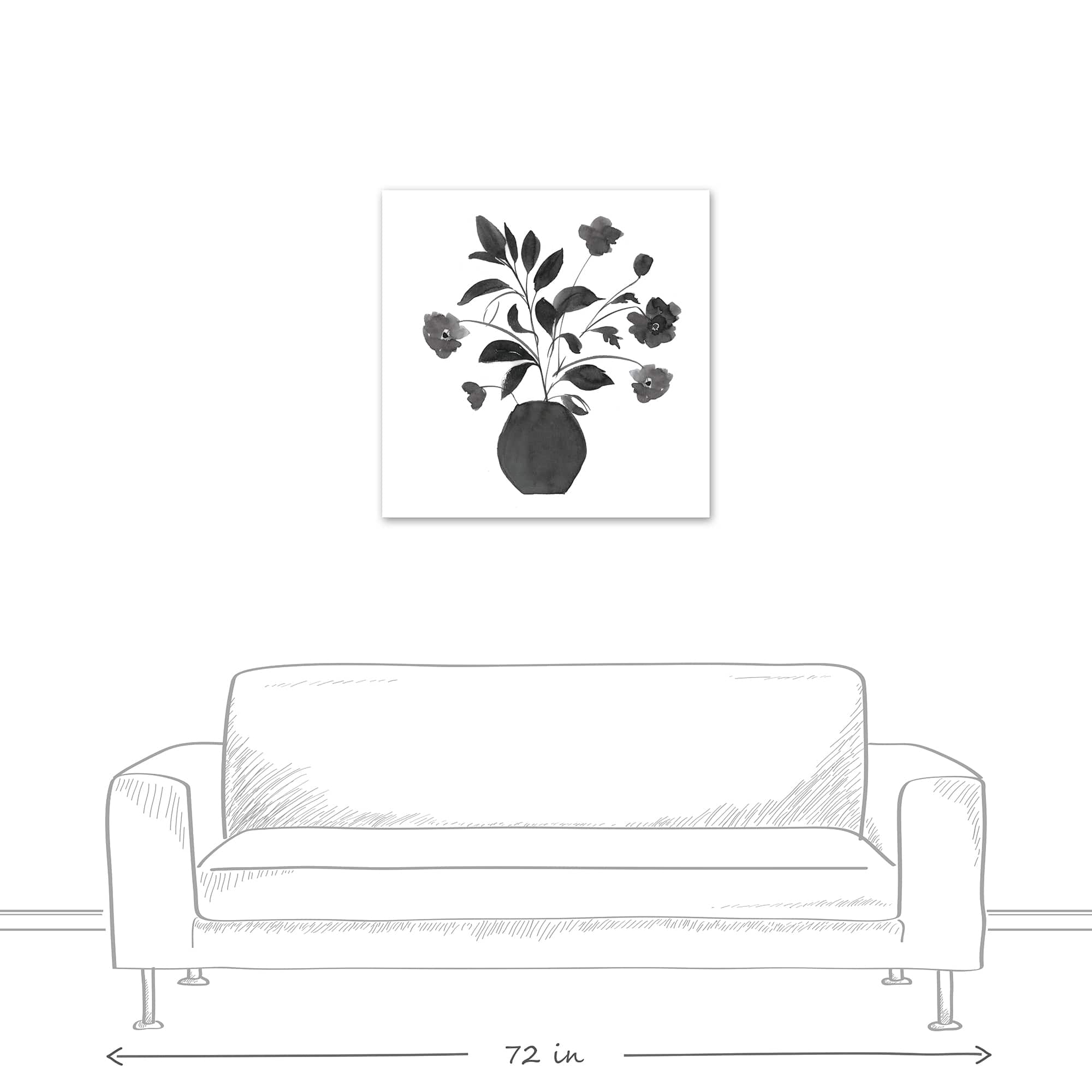 Monochromatic Floral I 30" x 30" Canvas Wall Art