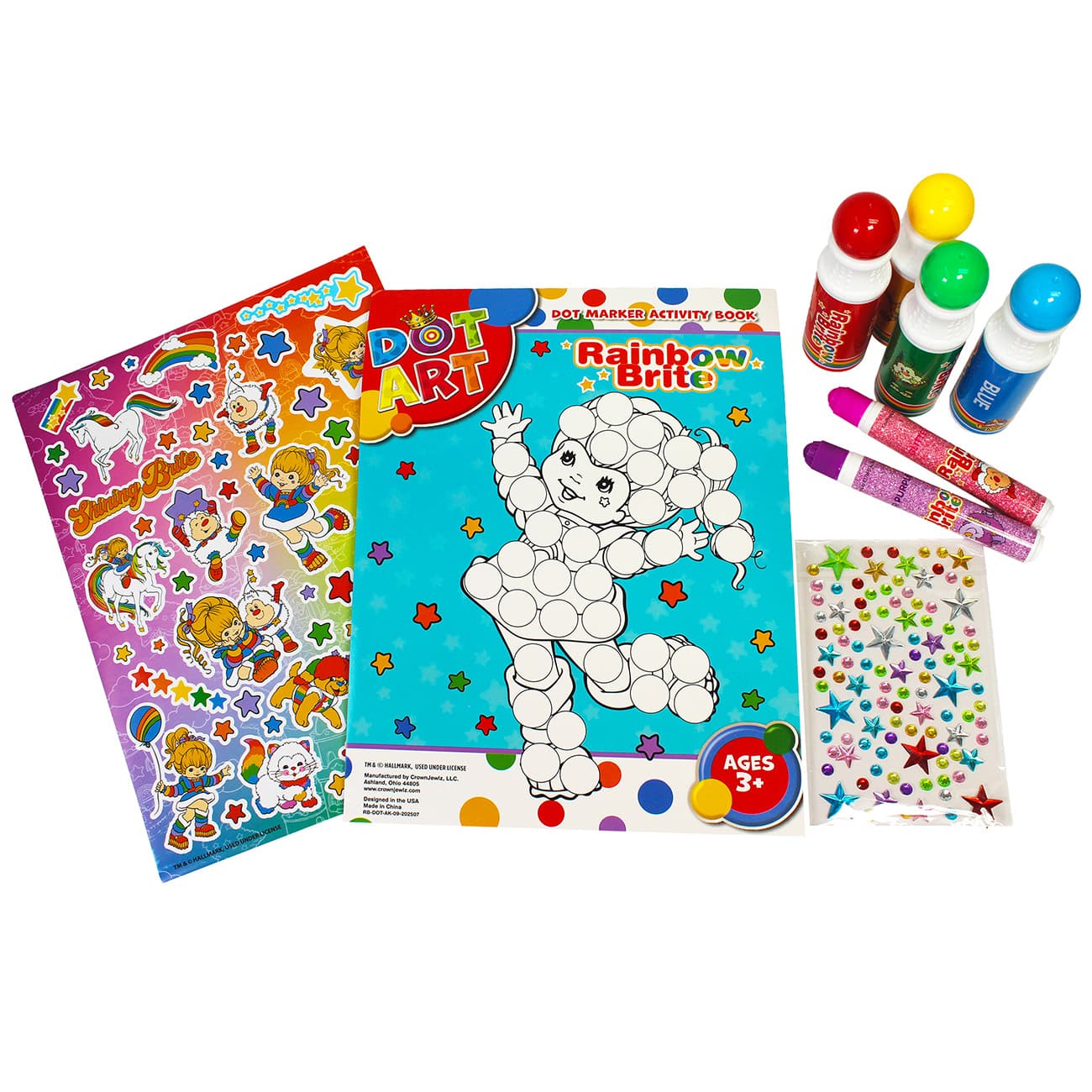 Rainbow Brite Dot Art Activity Kit with Dot Art Markers, Glitter Markers & Stickers