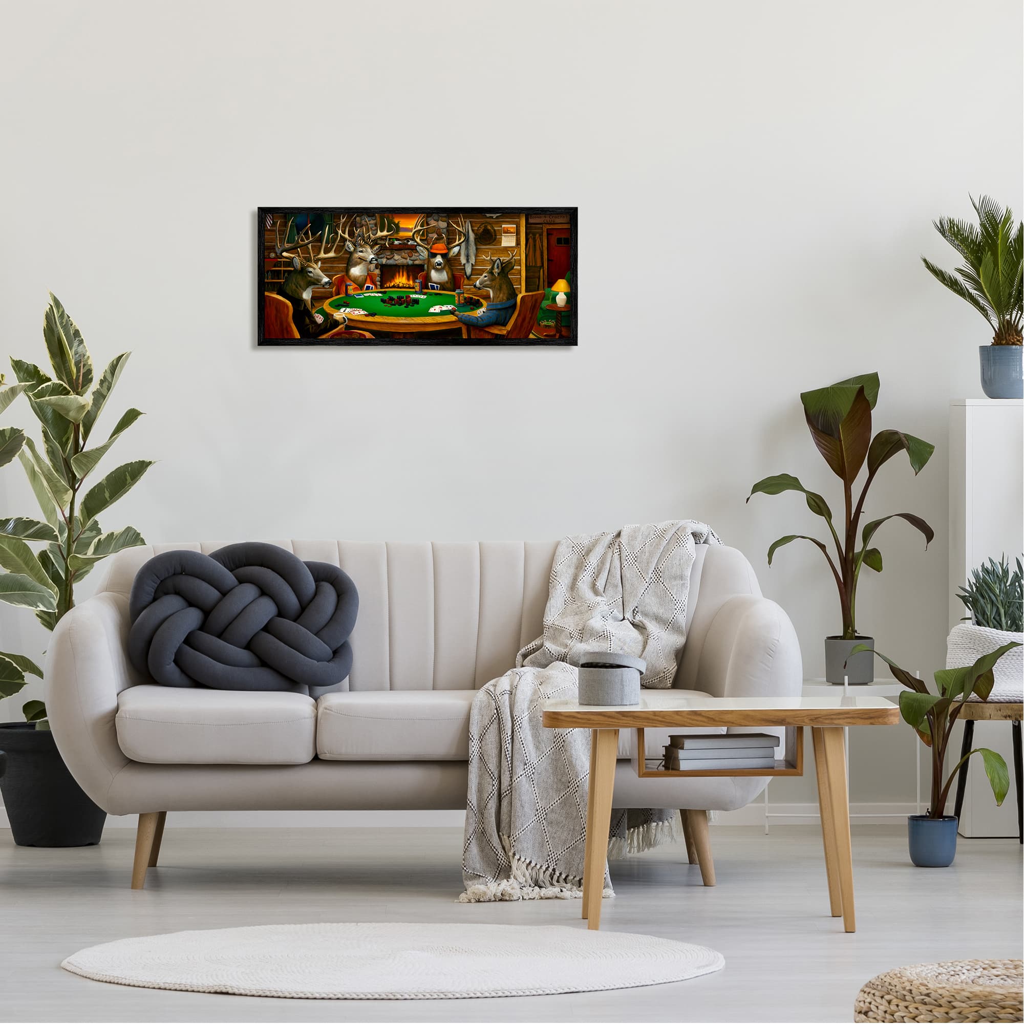 Stupell Industries Deer Animals Playing Poker Table Cabin Lodge Framed Giclee Art