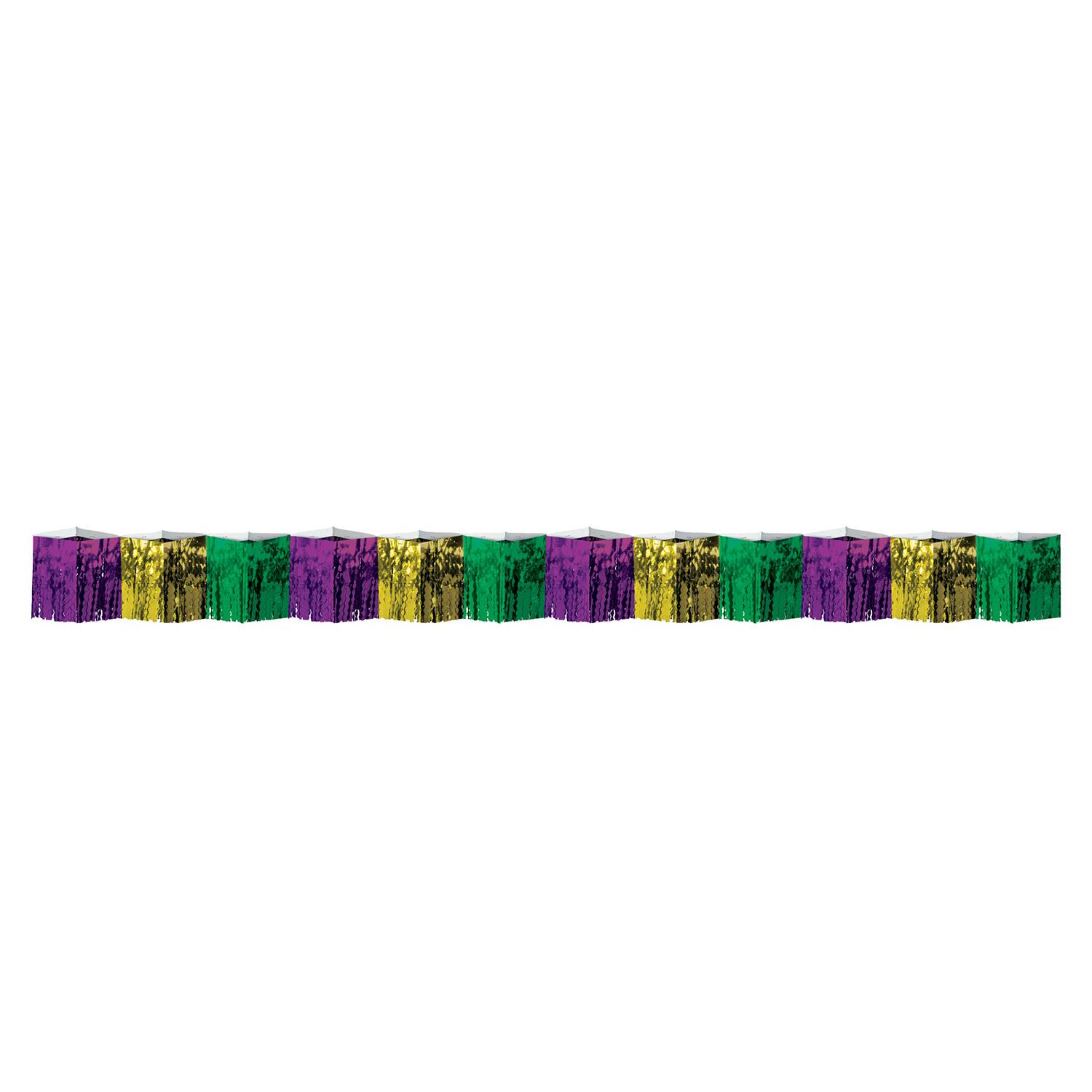 Beistle 12" x 12ft. Mardi Gras 2-Ply Diamond Metallic Fringe Drape