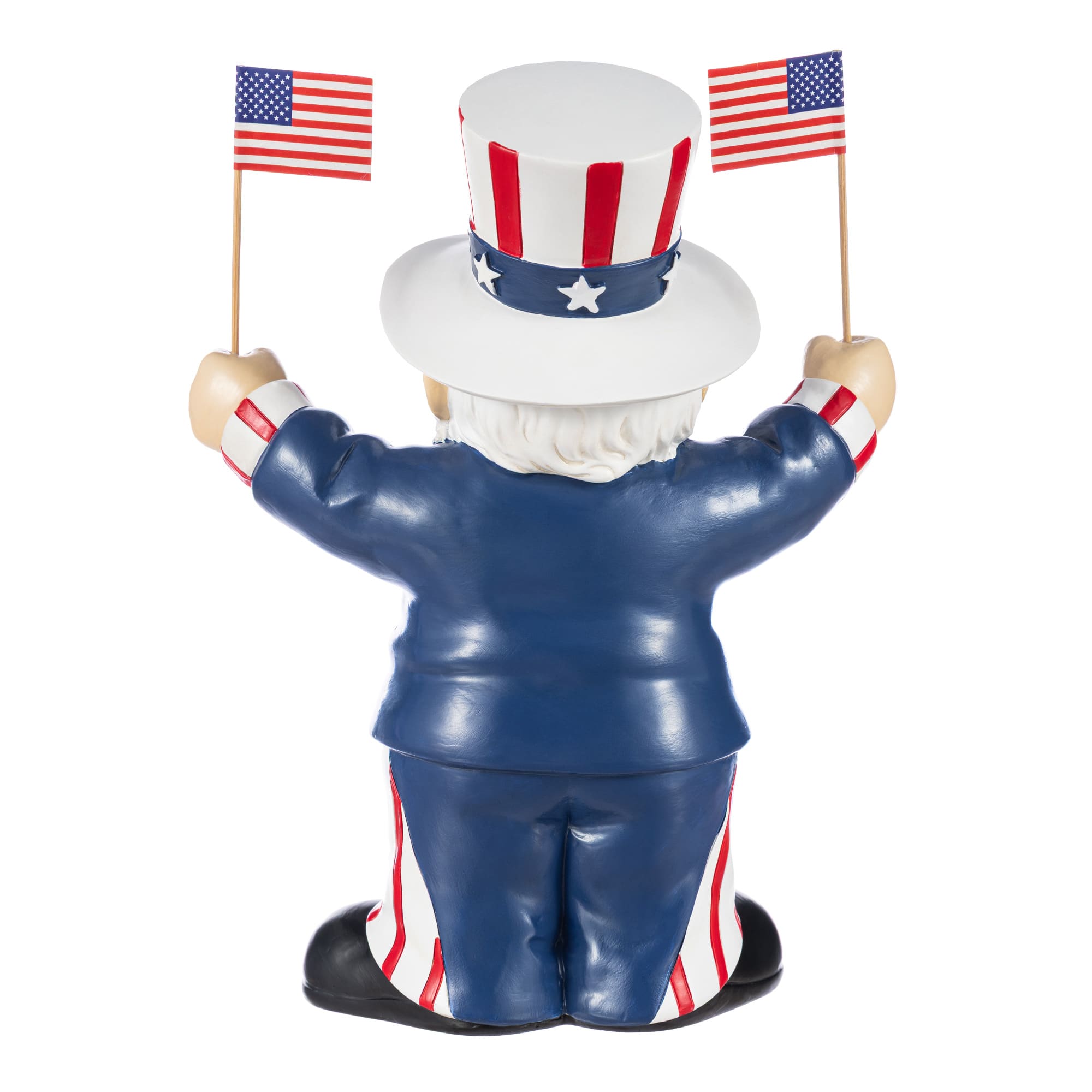 Glitzhome® 9" Patriotic Americana Polyresin Santa Holding Flags Table Decor