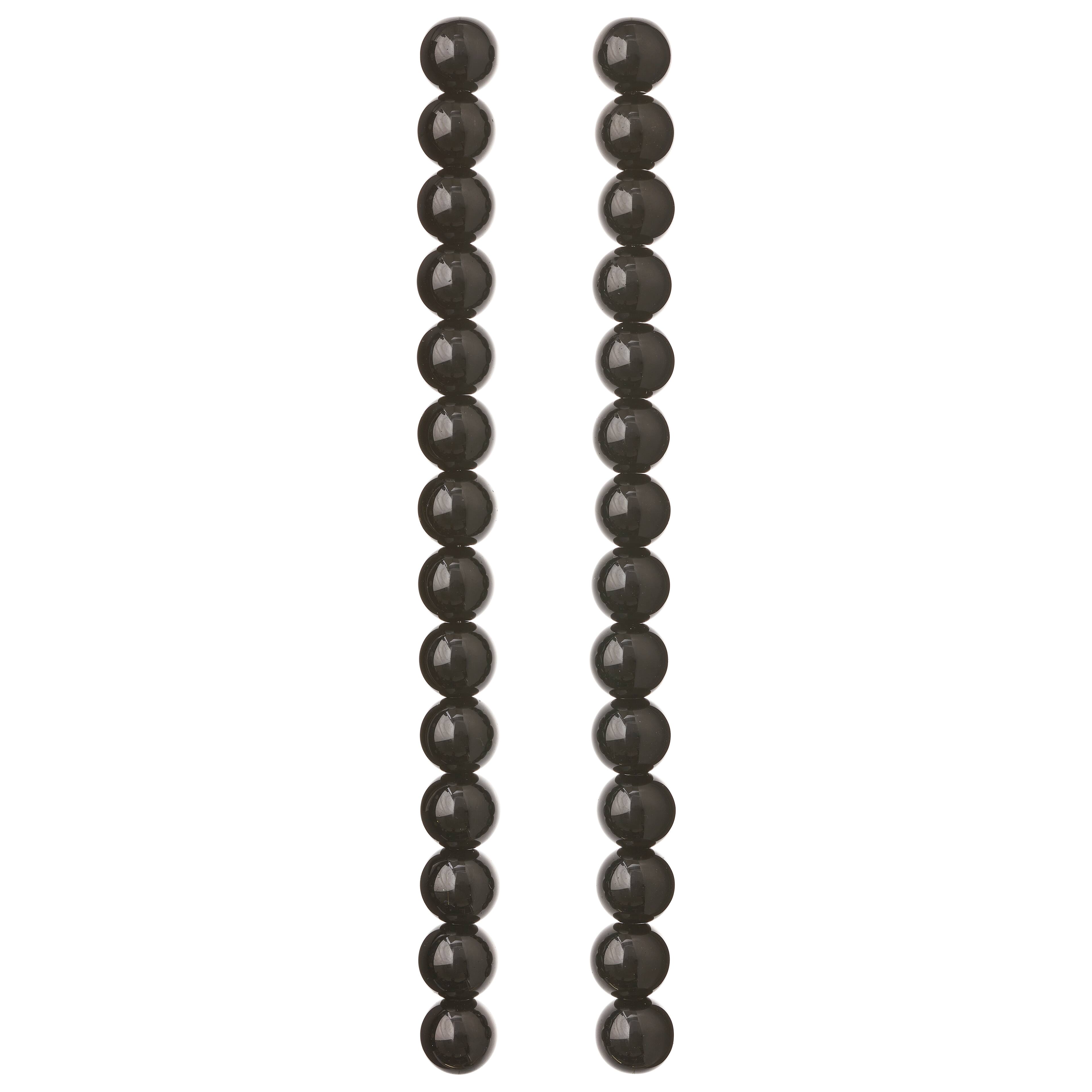 12 Packs: 26 ct. (312 total) Black Glass Round Beads, 10mm by Bead Landing™