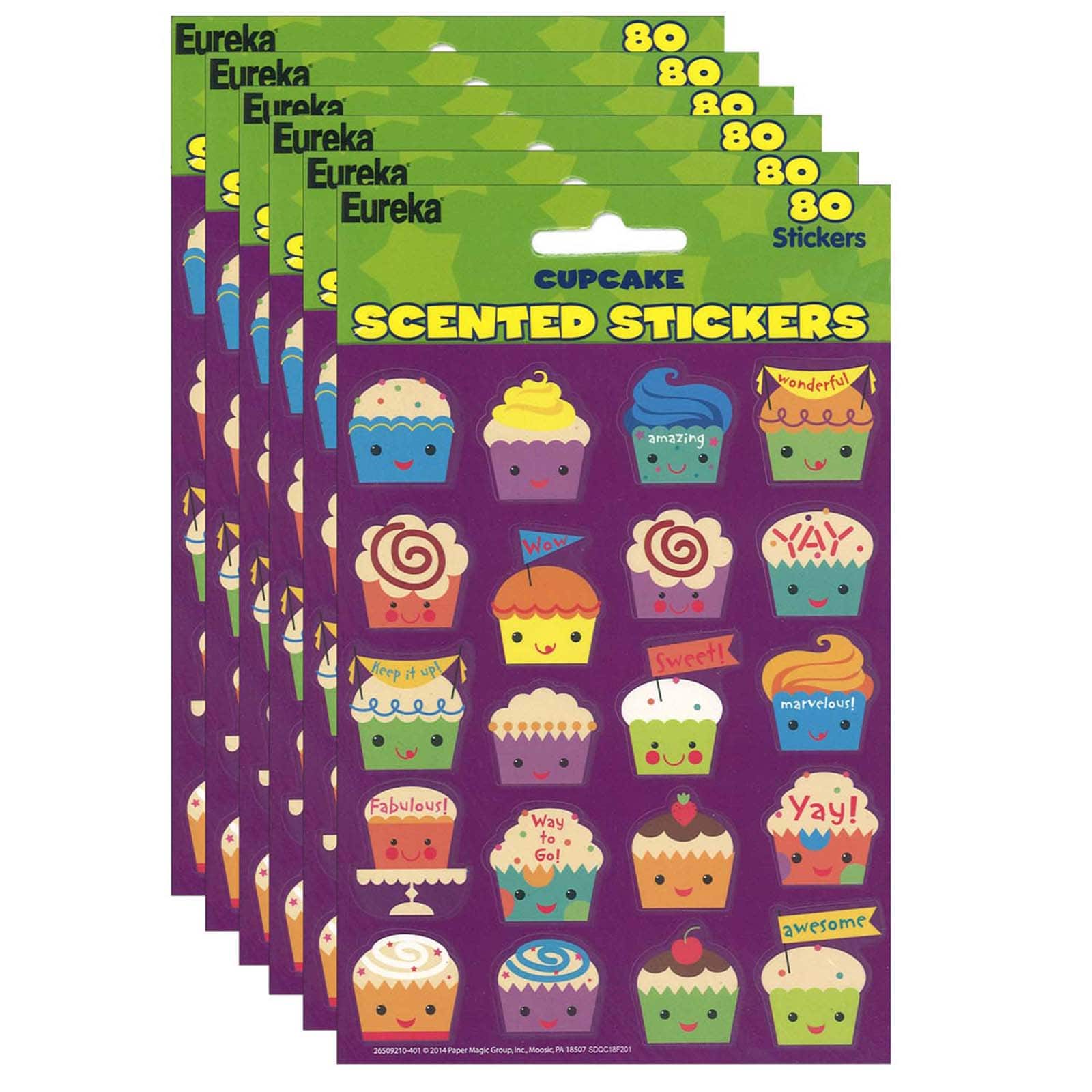 EUREKA; Eureka® Cupcake Scented Stickers, 6 Packs of 80ct.; Category:Stickers; Image:2