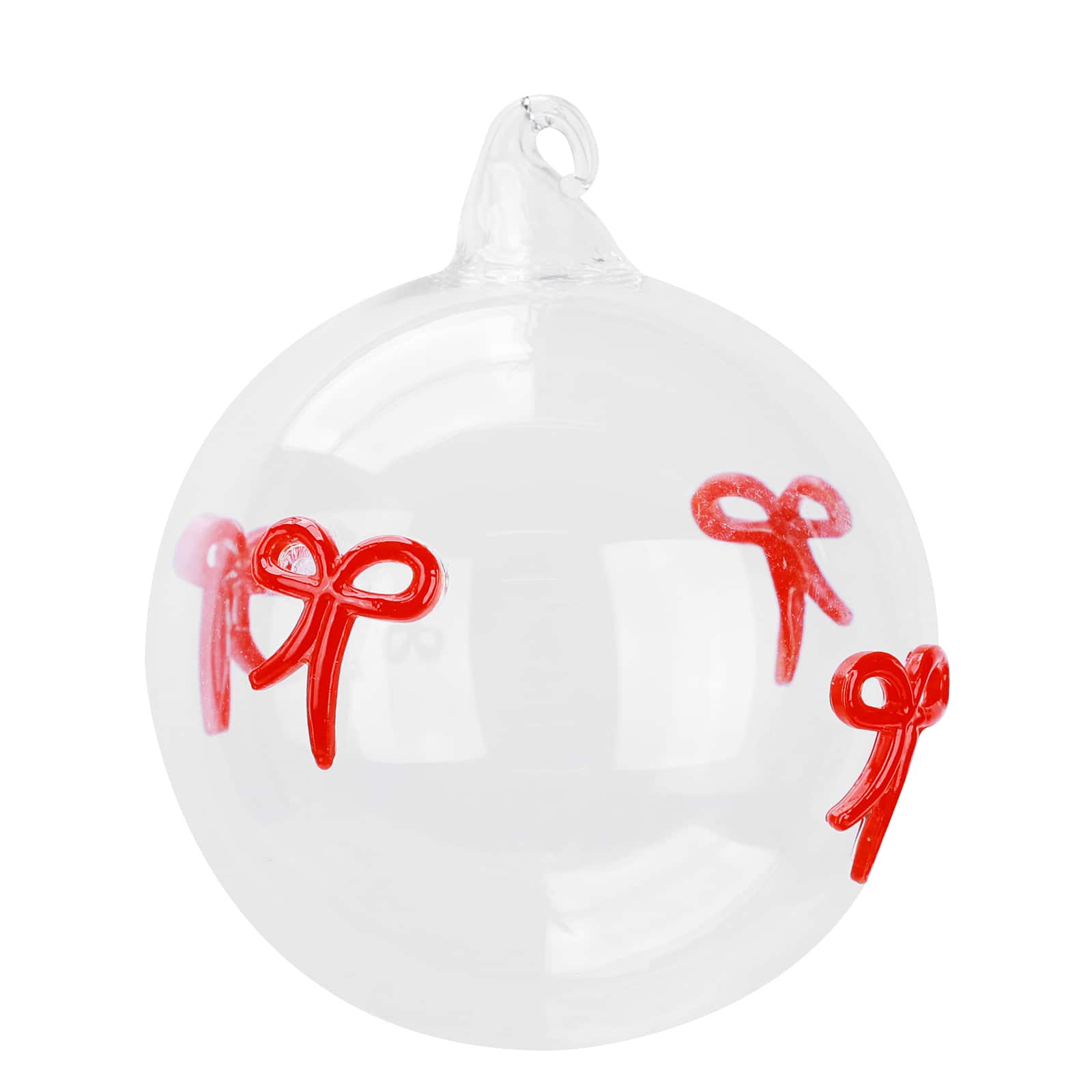 3" Translucent Red Bow Glass Ball Ornament by Ashland®