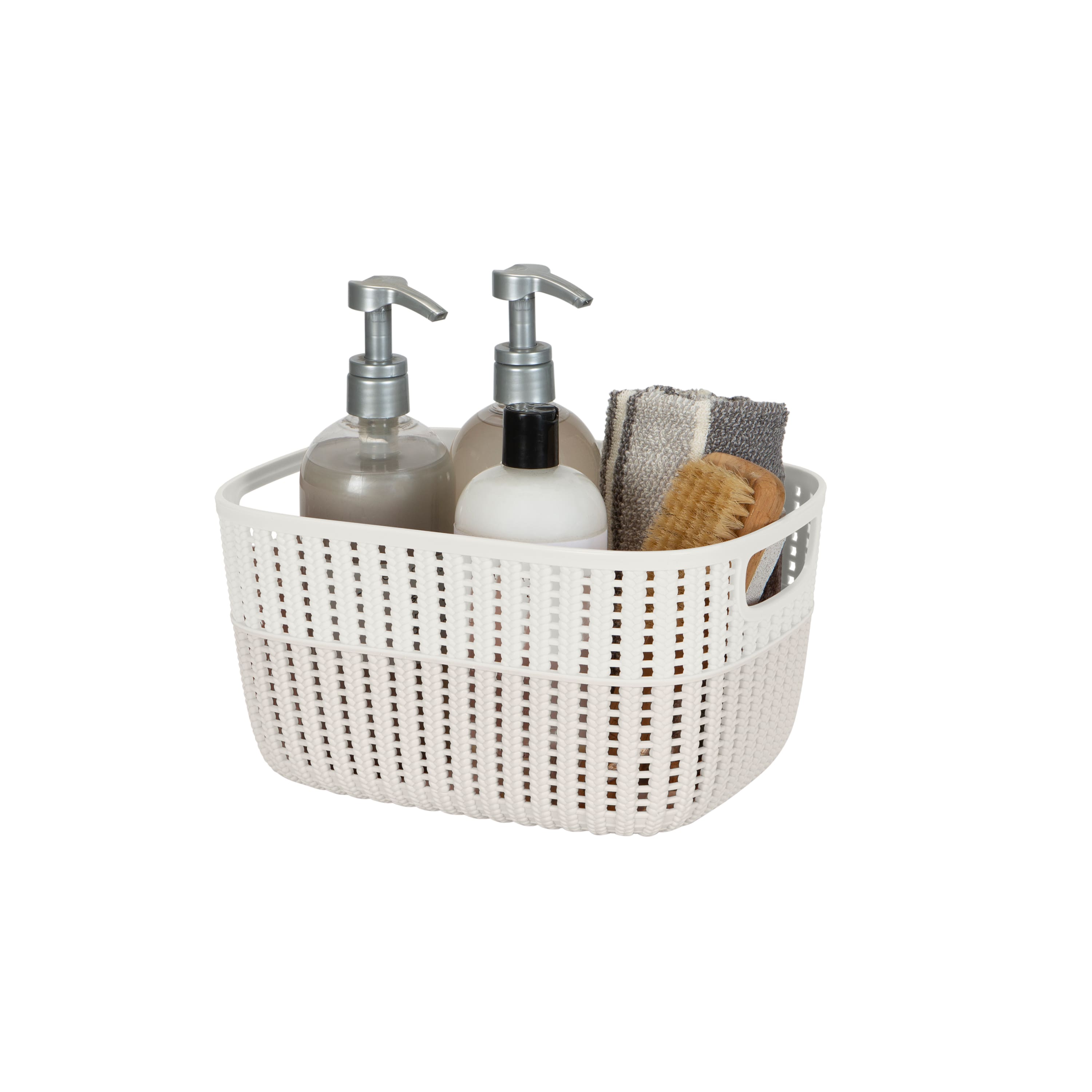 Simplify Medium Ivory 2-Tone Decorative Storage Basket
