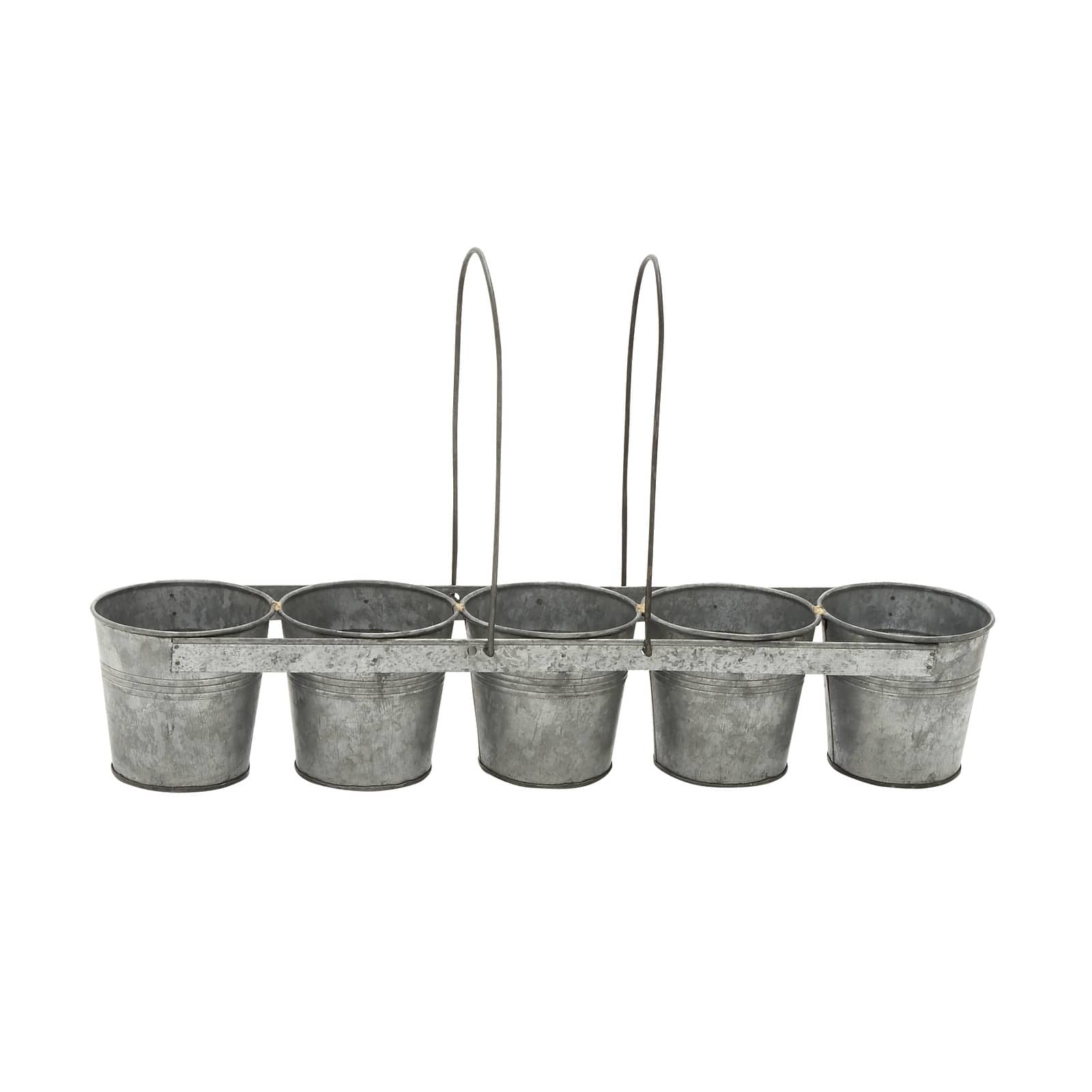 Gray Metal Farmhouse 5-Pot Planter