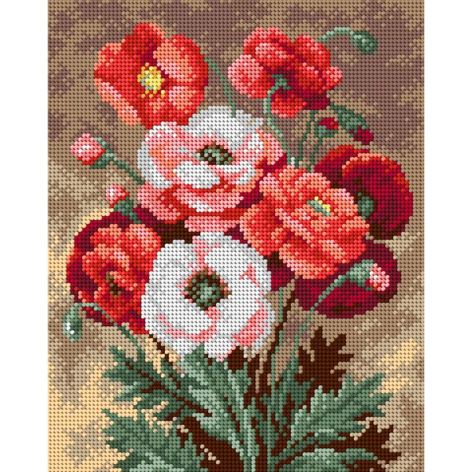 Orchidea Gobelin Canvas For Halfstitch Without Yarn Bouquet Of Poppies 
