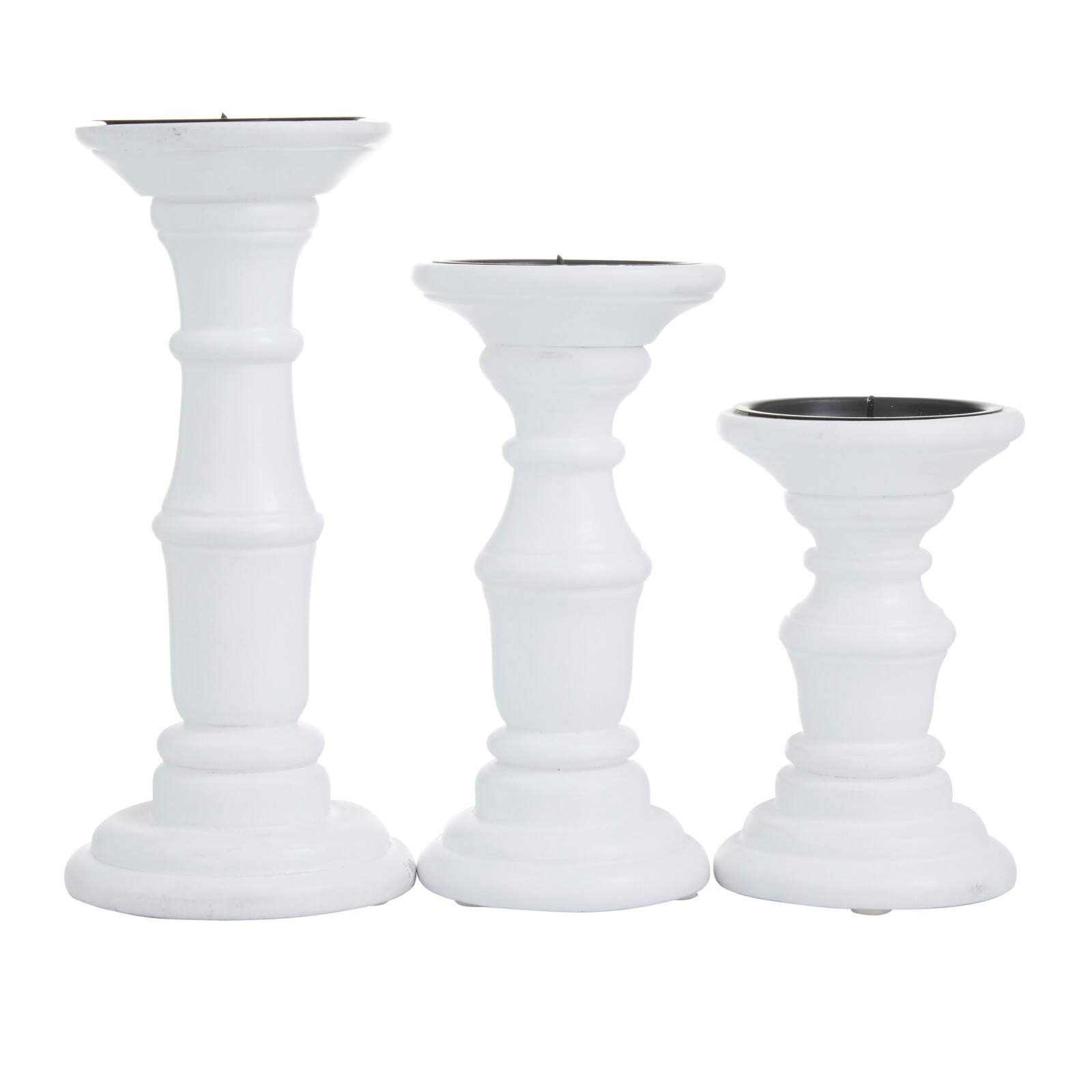 White Wood French Country Candle holder 10",8",6