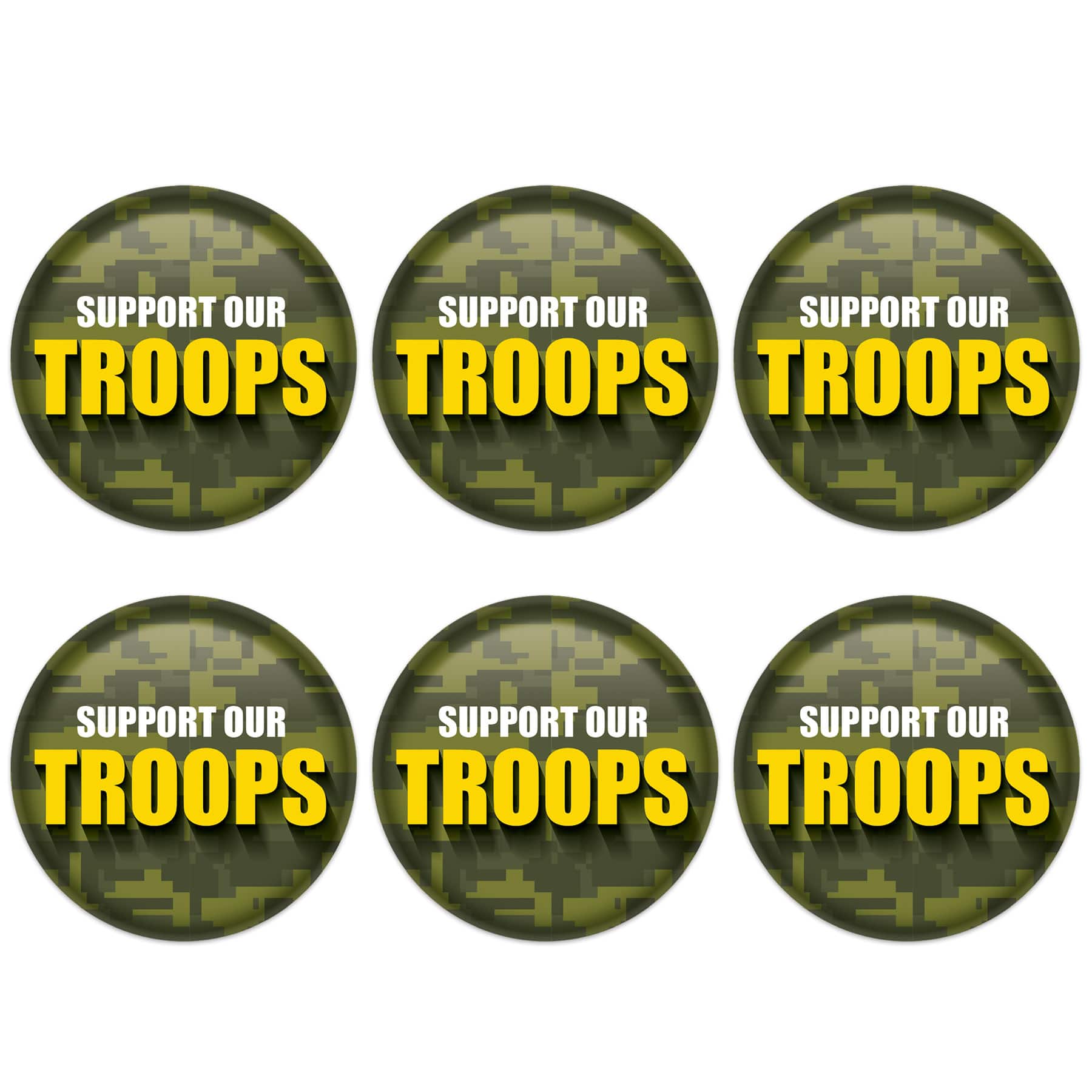 Beistle 2" Camouflage Support Our Troops Buttons, 6ct.