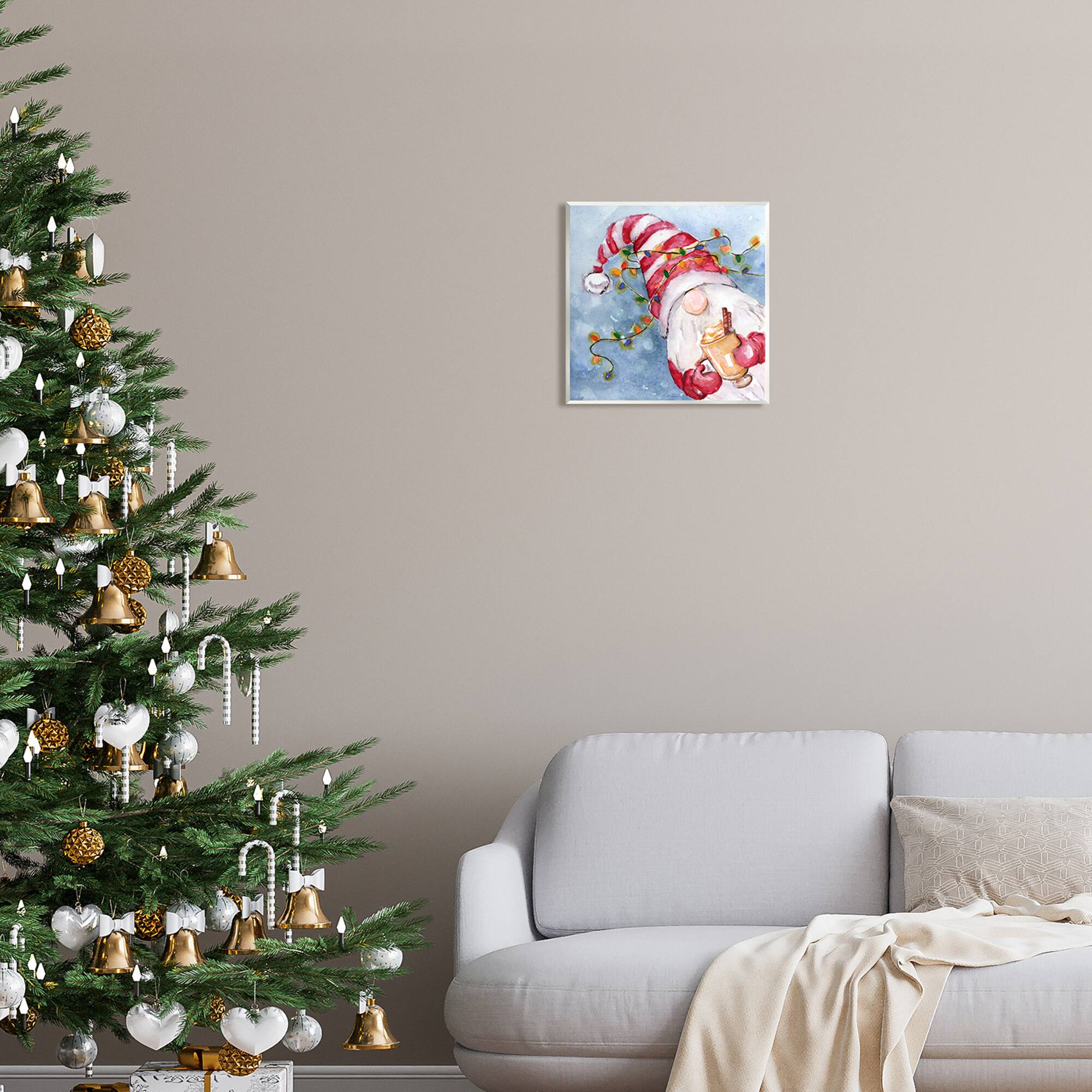 Stupell Industries Santa Gnome Holiday Lights Wall Plaque Art