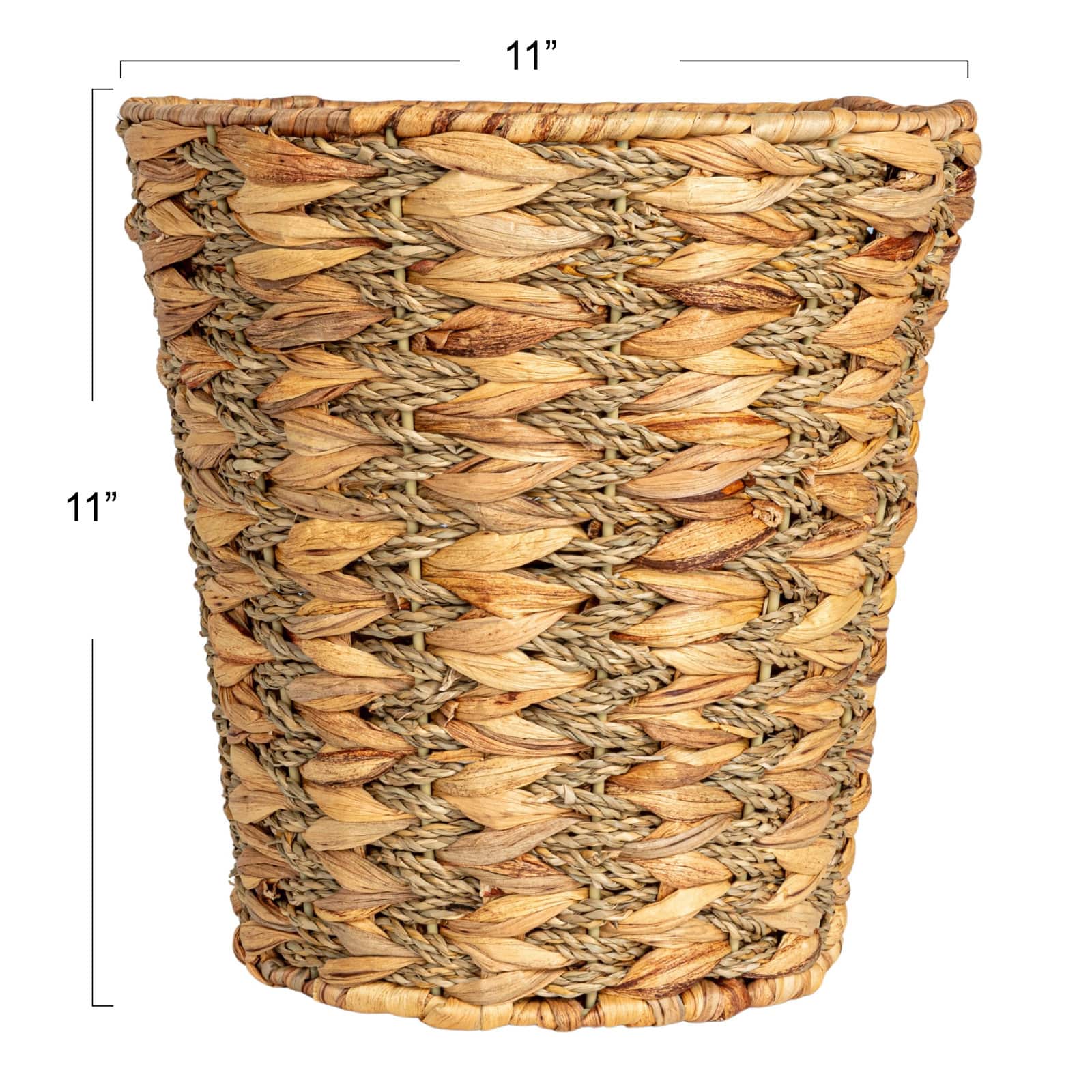 Household Essentials 11" Round Water Hyacinth & Seagrass Waste Basket