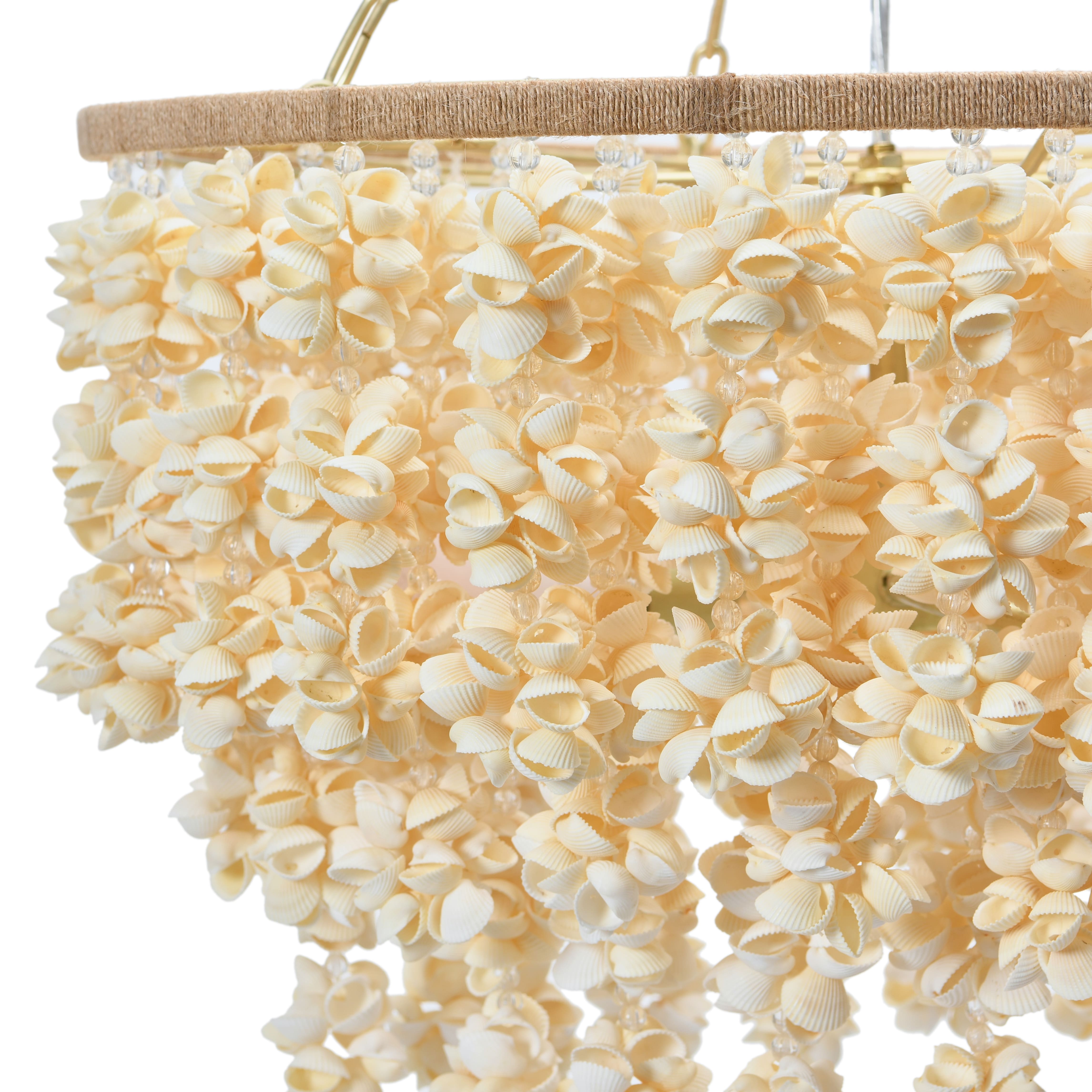 Hello Honey® 20" Round Metal and Shell Chandelier Style Ceiling Light