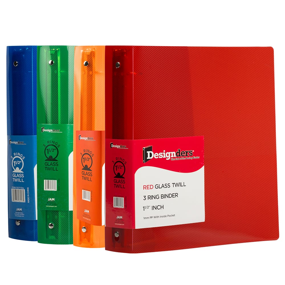 JAM Paper Designders® 1.5" Glass Twill Plastic 3-Ring Binders, 4ct.