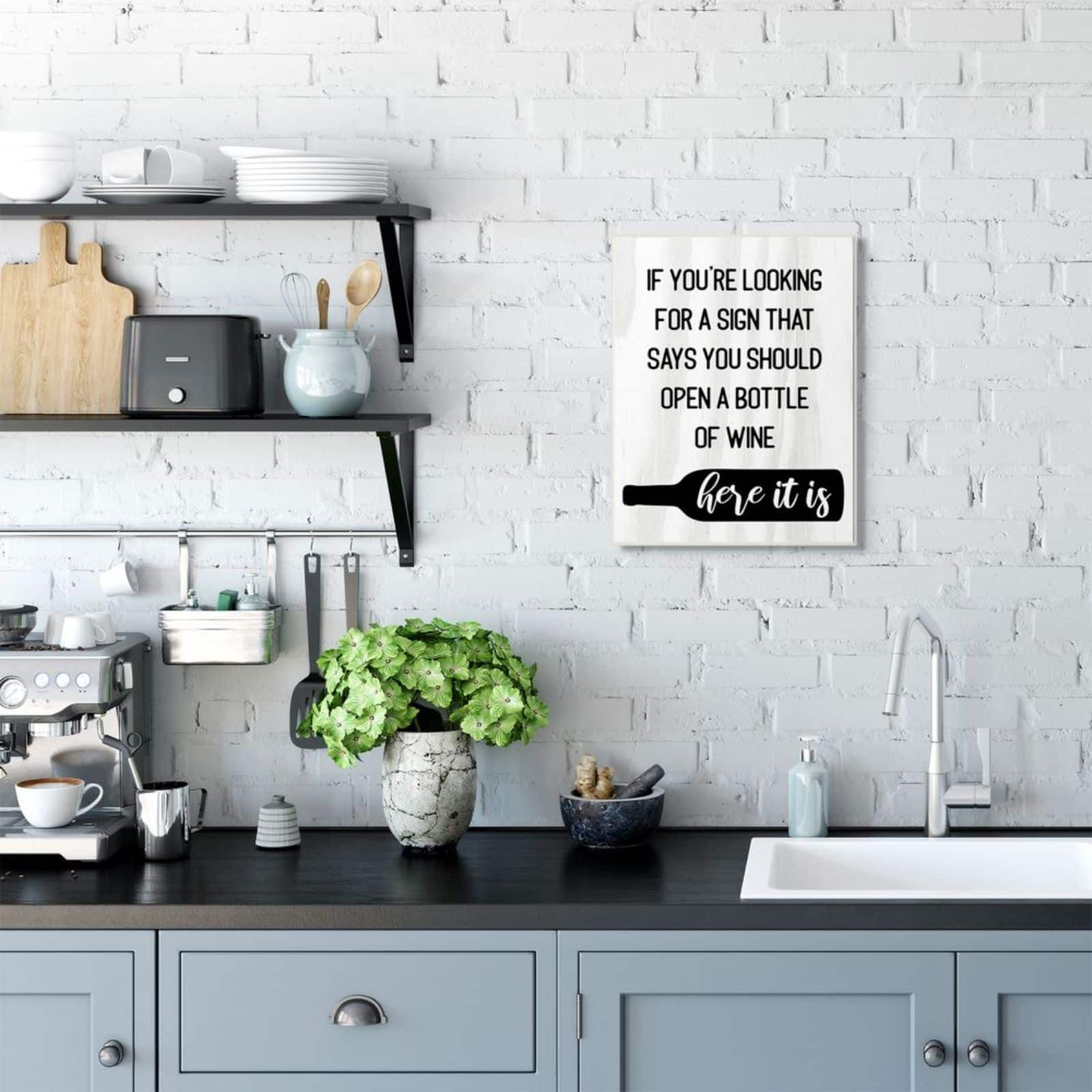 Stupell Industries Sign to Open Bottle of Wine Phrase Wall Plaque