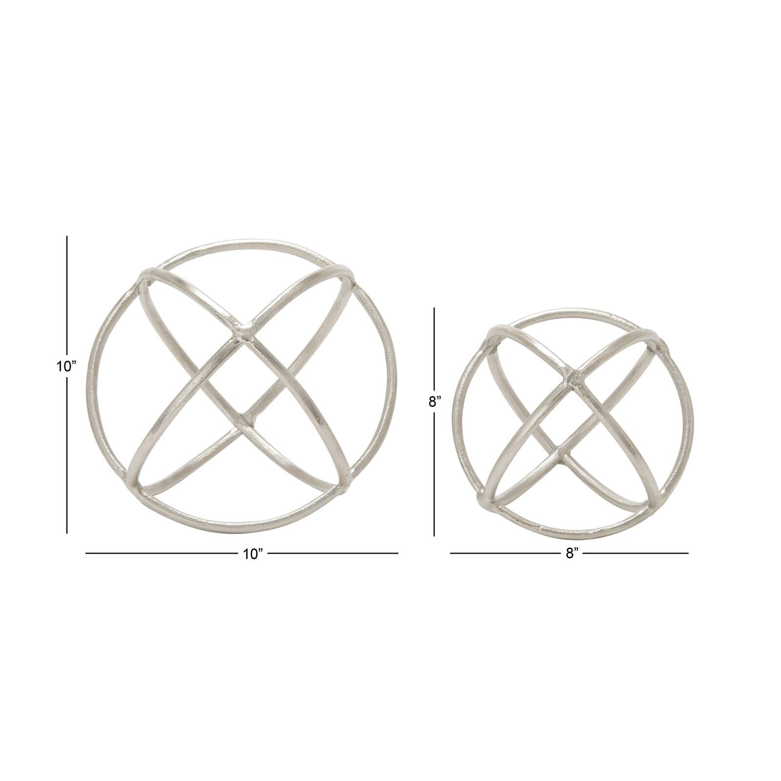 Silver Aluminum Modern Geometric Sculpture Set